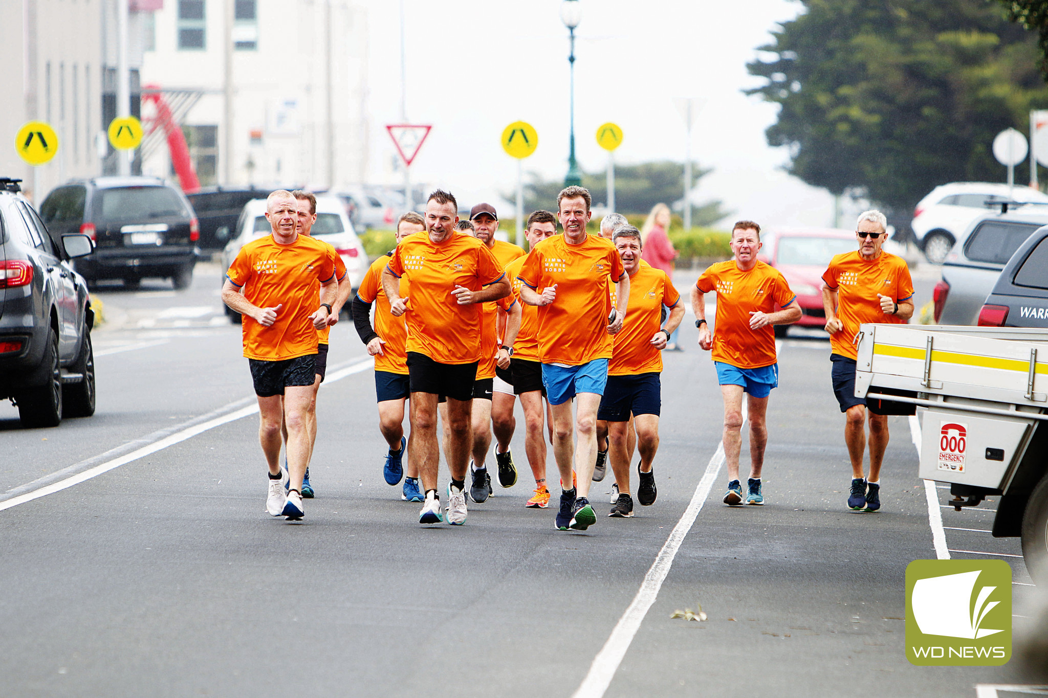 Running for a cause: A group of local runners will again be pounding the pavement to raise funds in the fight against a cruel disease which impacts too many. The group, pictured on the home stretch of last year’s run from Canberra to Warrnambool, all have a personal connection to the insidious disease.