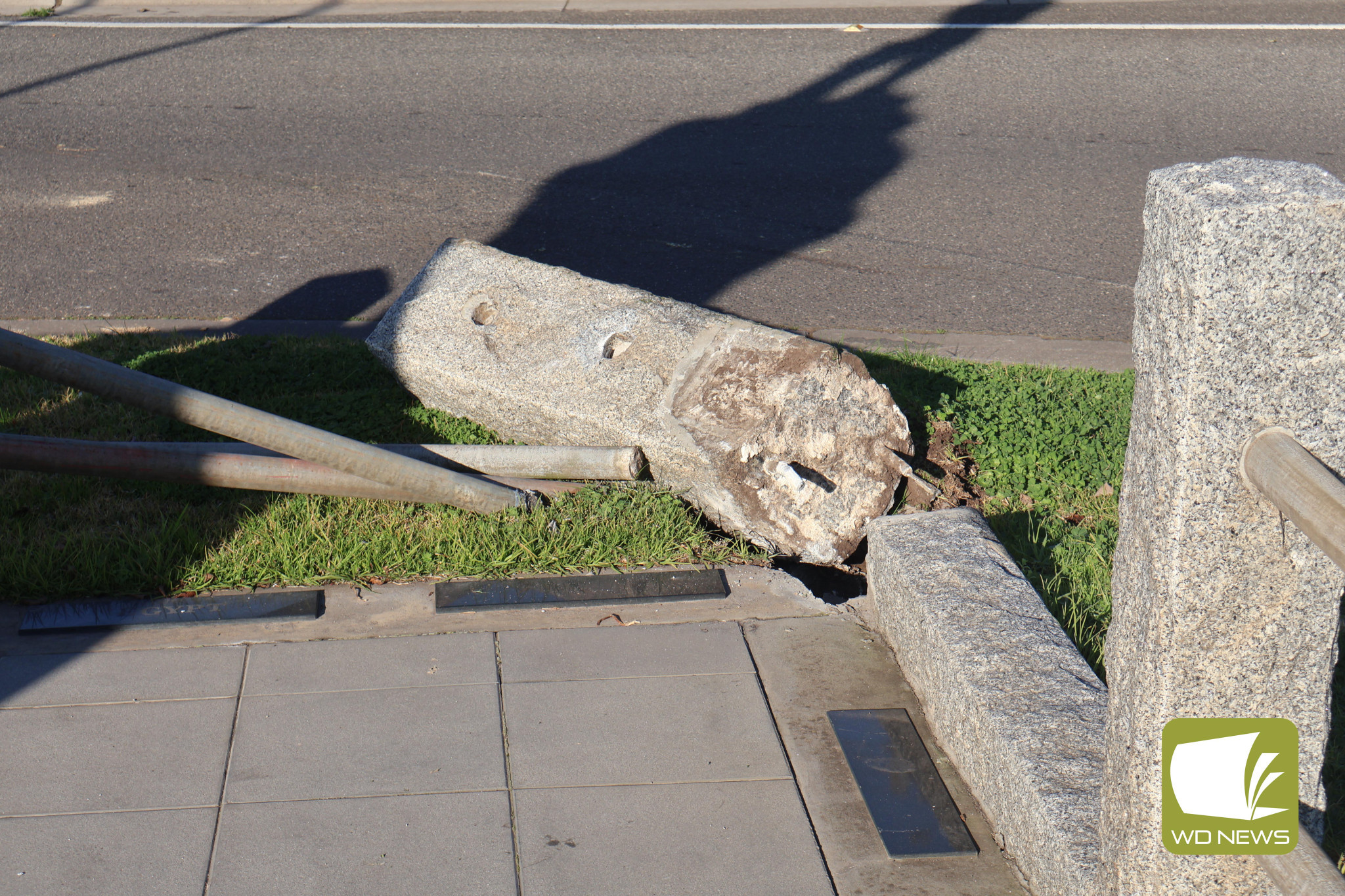 Witness sought: Police have appealed for information after a B-Double hay truck undercut the corner turning on to Jamieson Avenue, resulting in damage to the fencing at the Mortlake War Memorial reportedly last Wednesday night.