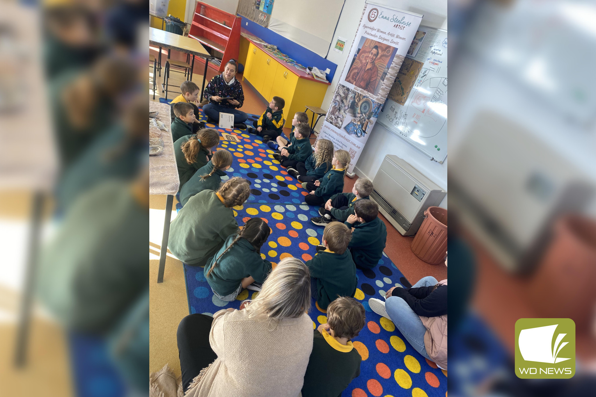 Special visitor: Contemporary Indigenous artist Emma Stenhouse spent time with students at the Simpson Primary School.