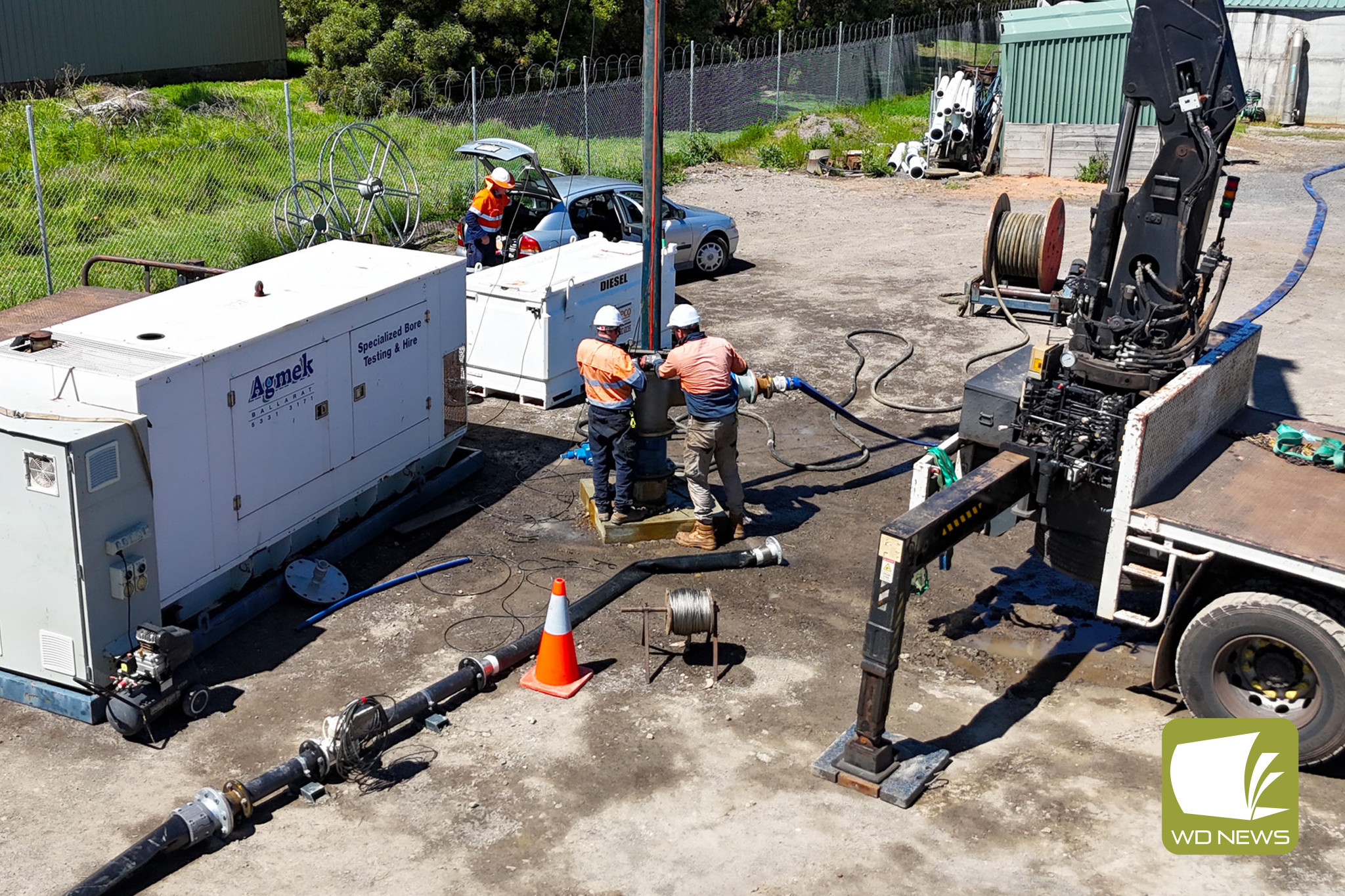 Nearly finished: Contractors onsite completing the final stage of work to bring the new bore at Port Campbell online.