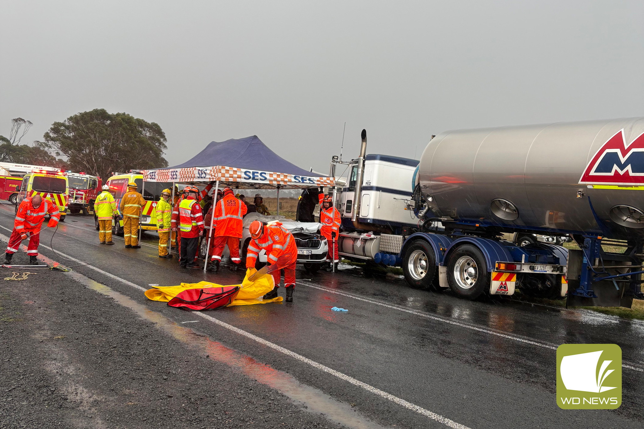 Caution urged: Two people were conveyed to hospital after a vehicle collision in Ecklin South on Sunday.
