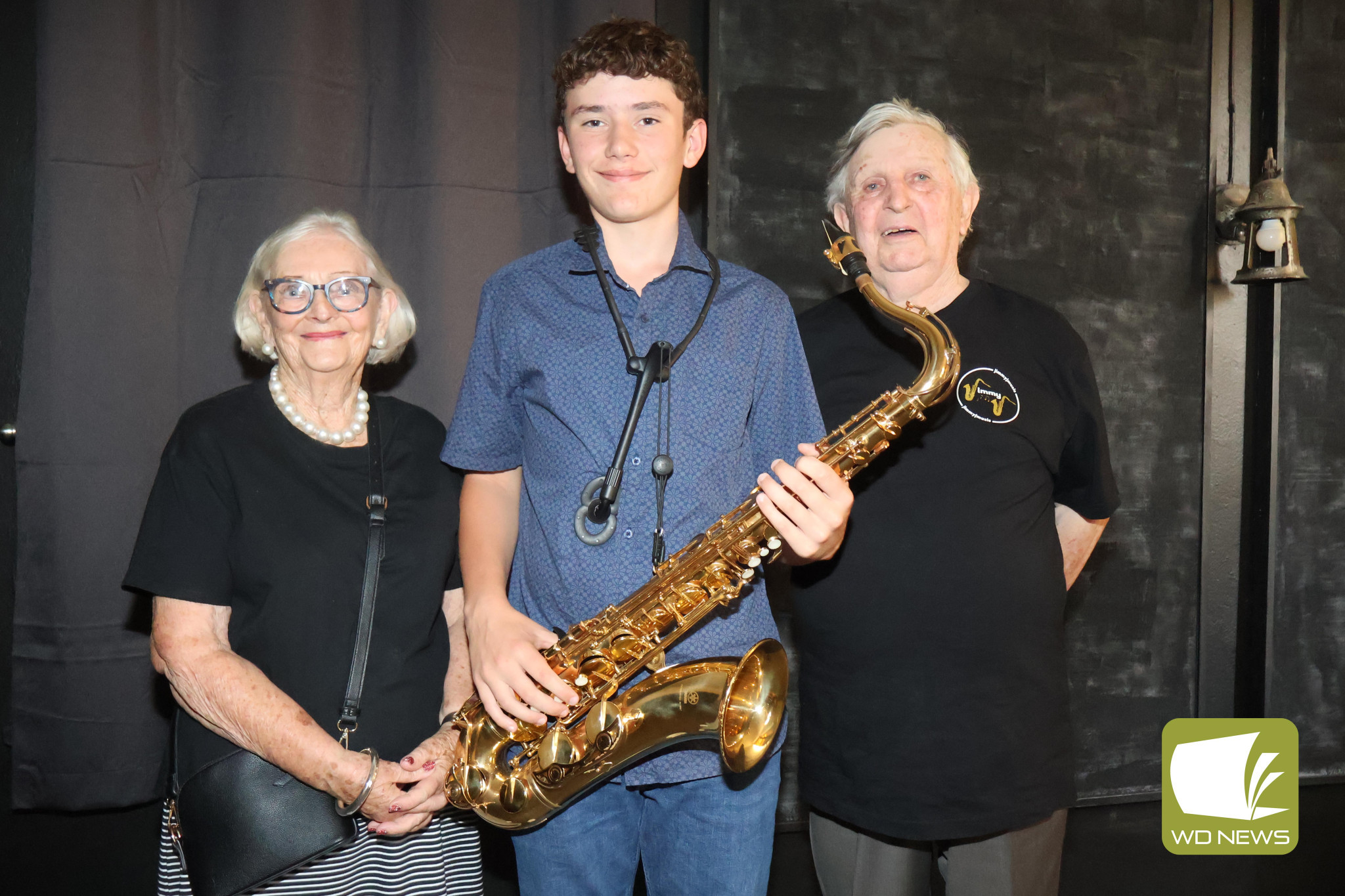 To the stage: Terang’s Harold and Jeanette Eller welcomed their grandson, James Eller, to town last week as he took to the stage at the Commercial Hotel to show off the talent which has already landed the 15-year-old a spot at university.