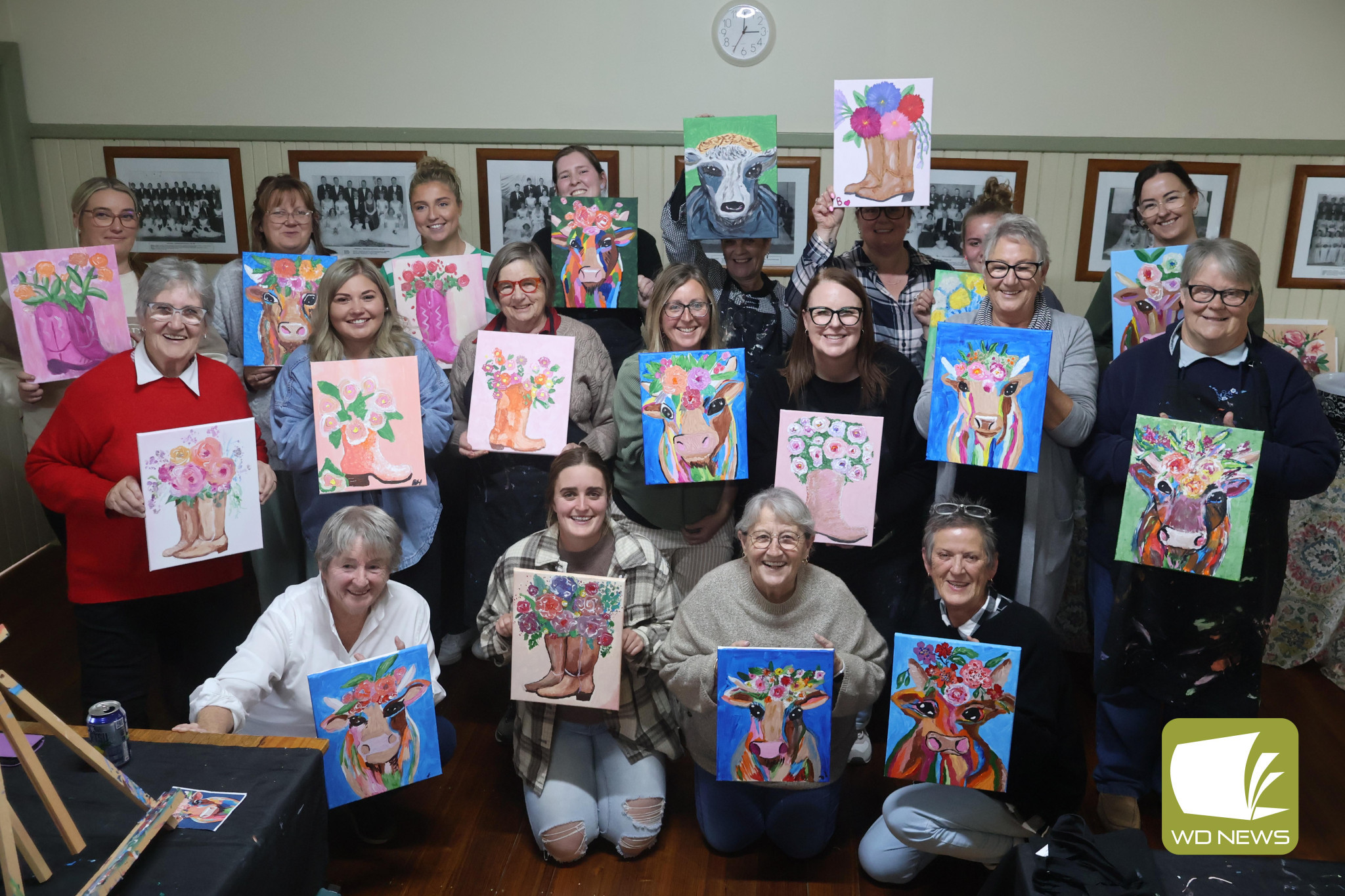 Budding artists: Residents who wanted to give painting a try had the opportunity to do so last Sunday, thanks to a donation from the Cobden and Camperdown Community Bank.