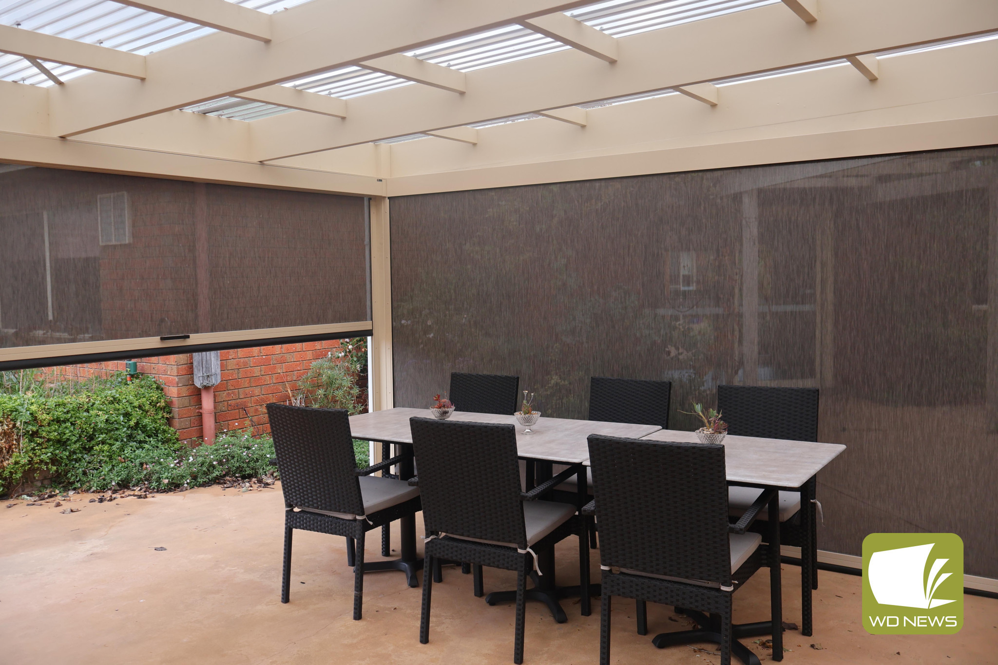Stylish dining: Residents of Sunnyside House can enjoy an outdoor meal with their families thanks to a recent upgrade creating a sheltered outdoor area.