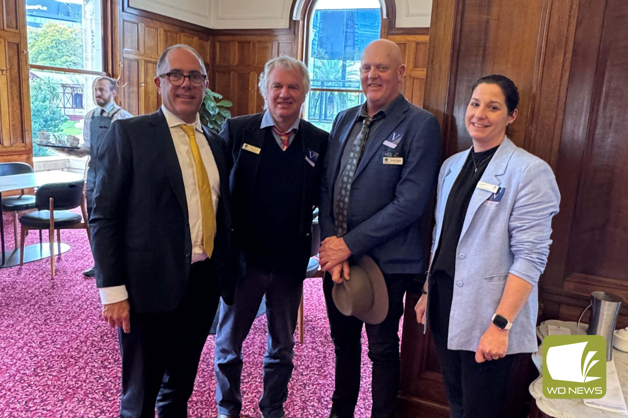 Raising concerns: Corangamite Shire councillors Nick Cole (second from left), Jamie Vogels and Kate Makin met with Member for Polwarth Richard Riordan (left) as part of a recent visit to the State Government offices.