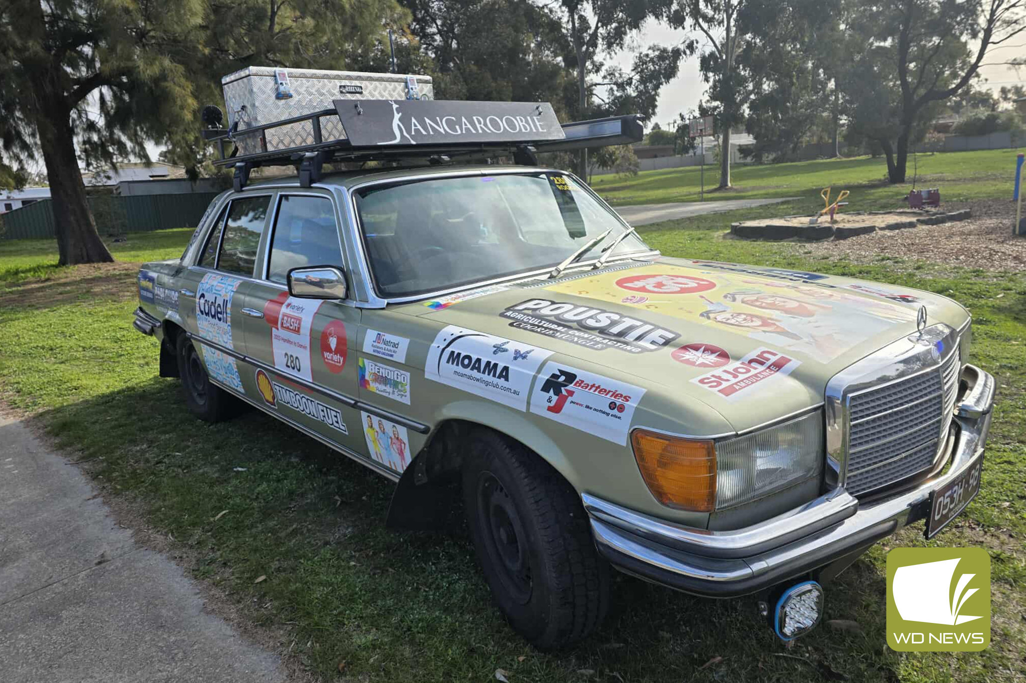 On the road: Cars driven in the Variety Bash have to be at least 25 years old and decked out in a theme for the road.