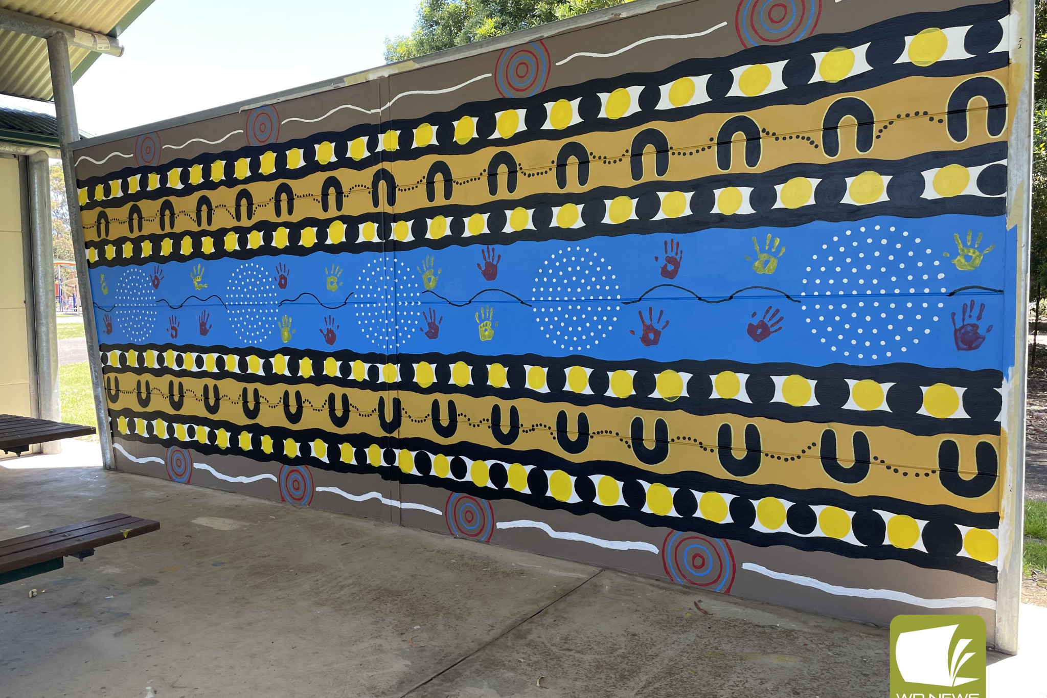Community invited: Mural 'Community Spirit' was completed by Gunggari artist Emma Koplick in Simpson recently and will be officially opened next week.