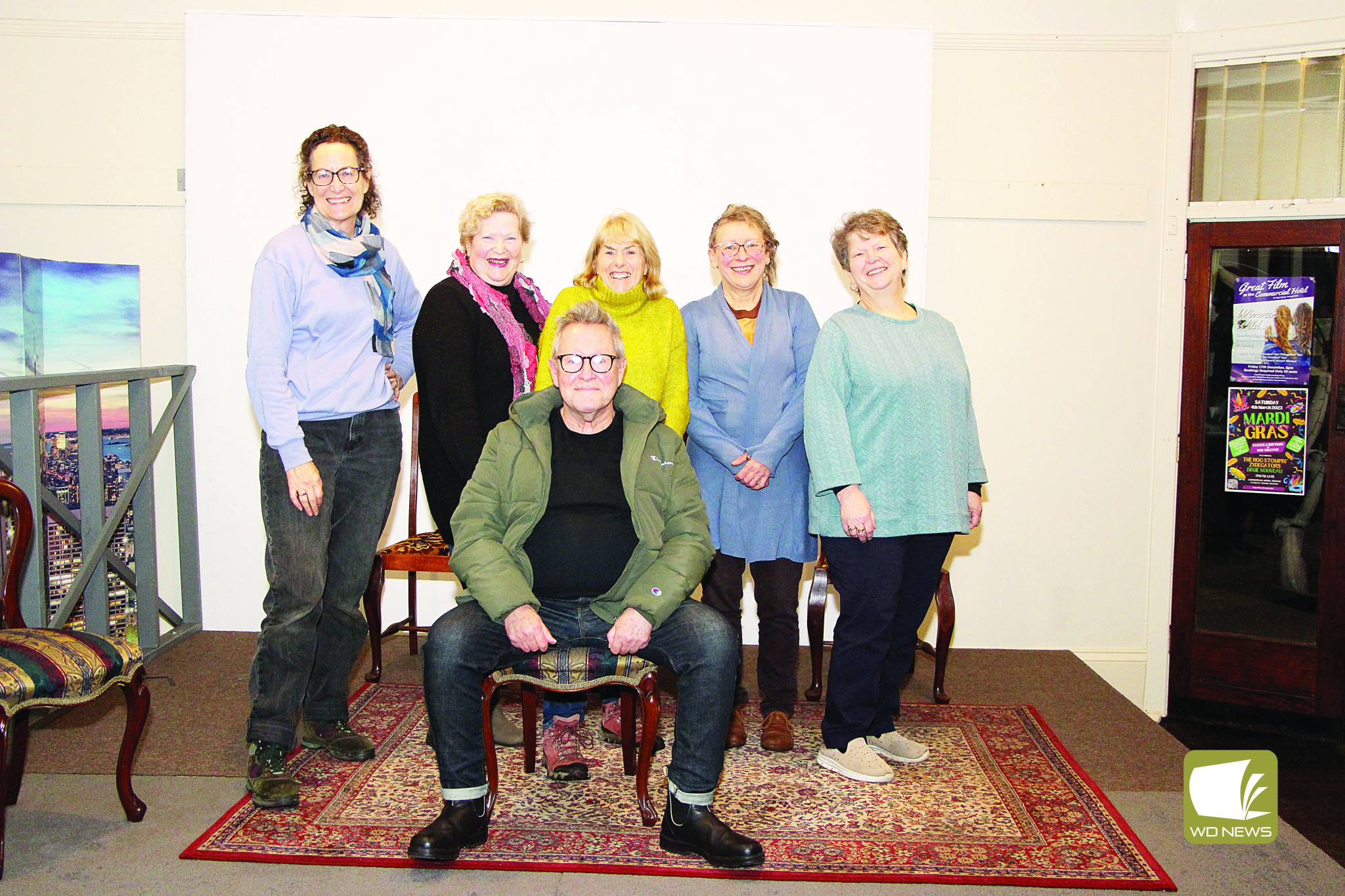 They’re back: Director Terrance O’Connell will again join forces with the Terang Theatre Troupe, bringing to life the story of one of Australia’s most high-profile mysteries. Pictured is Mr O’Connell with members of the Terang Theatre Troupe during last year’s production of Minefields and Miniskirts.