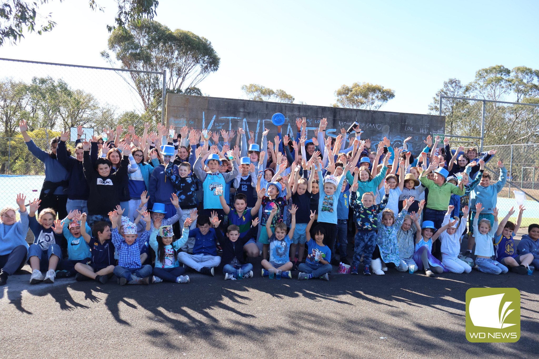 Together: Mortlake College students united behind a message of positivity last week as part of a student-led fundraiser which aims to end bullying.