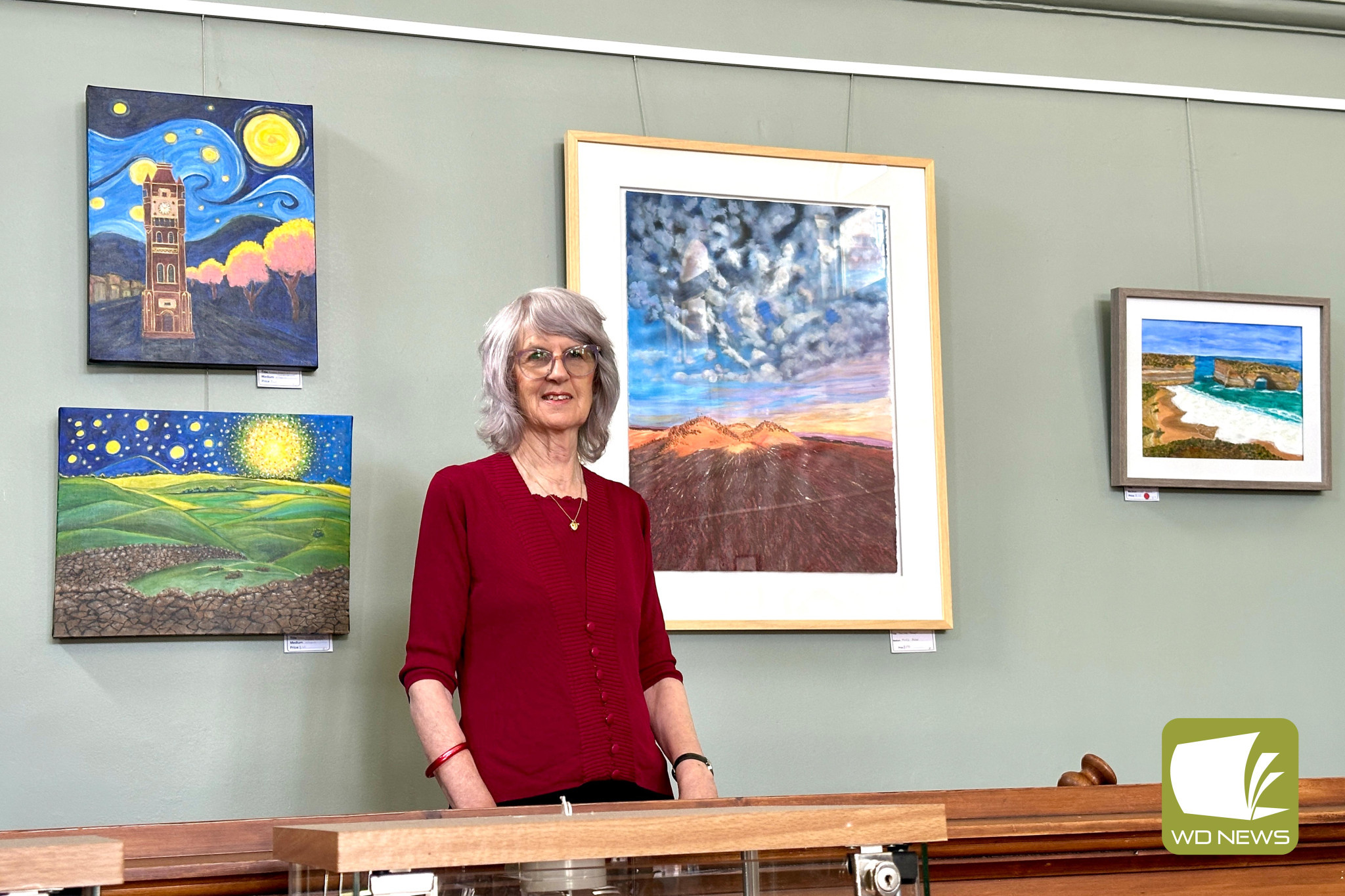 Her back door: The Camperdown Courthouse is exhibiting the locally-themed works of Pam Smith, who blends reality and abstract in her works.