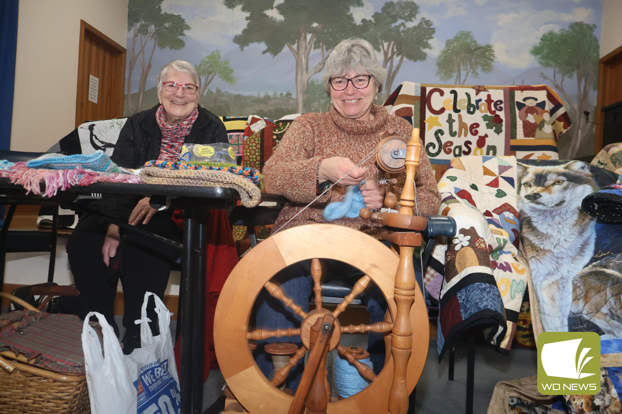Connection: Barbara Tippett and Connie Ruddle were among those eager to meet new people at the Mortlake Mini-Market Craft and Demonstration Day over the weekend.