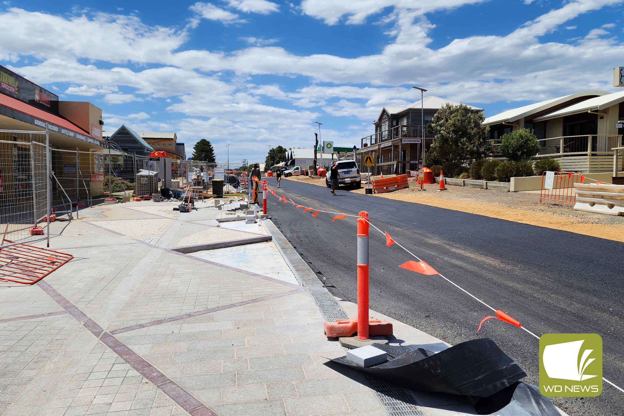 Project update: Asphalt has been laid in Port Campbell’s main street, with work set to pause on Christmas Eve.