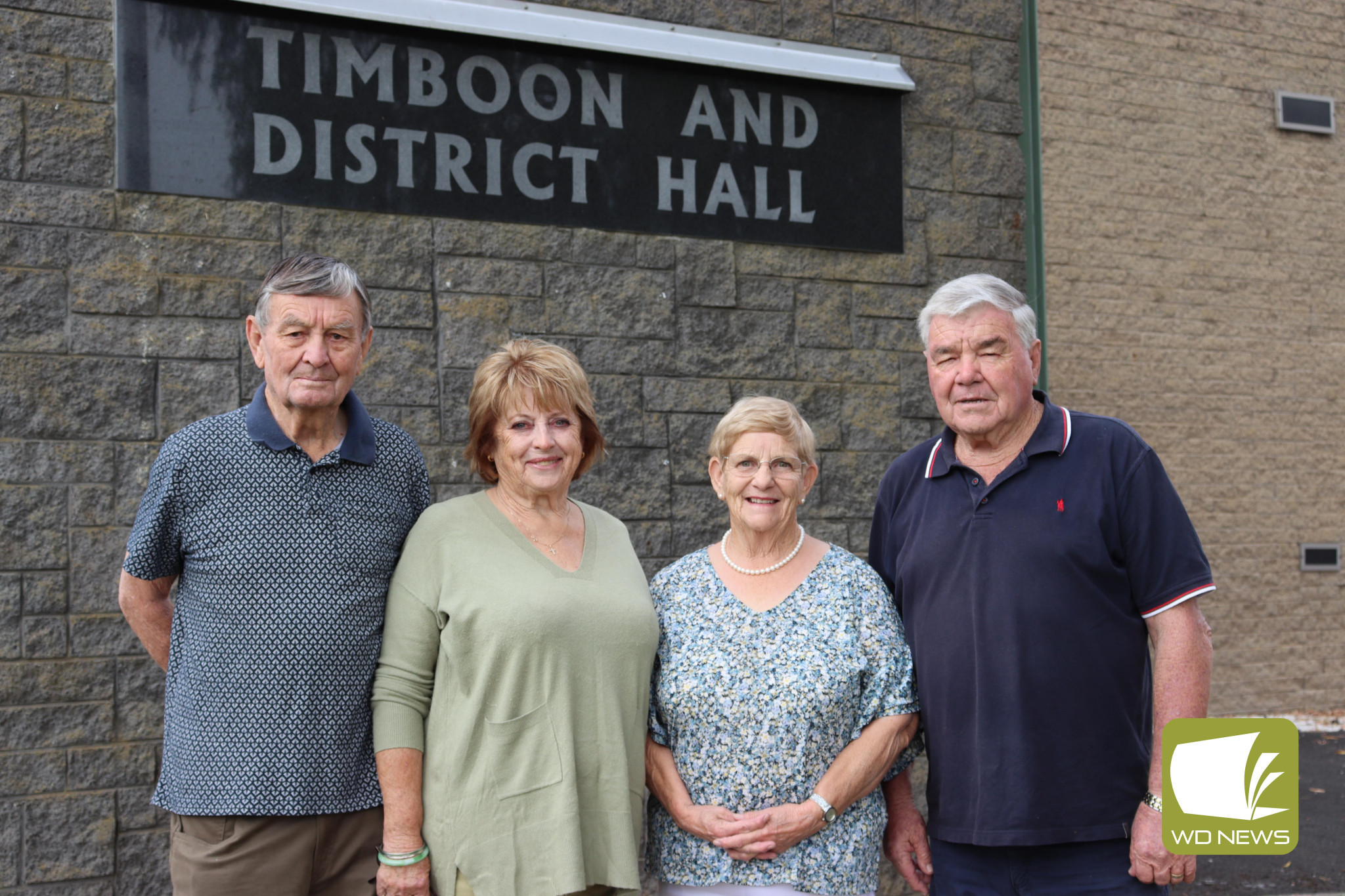 Opening new facilities: Timboon District Hall committee member Graeme Gebert (from left), Timboon Opportunity Shop volunteers Monica Norman and Brenda Barfett alongside Timboon District Hall chairperson Keith Whitford discussed the exciting new renovations to the hall.