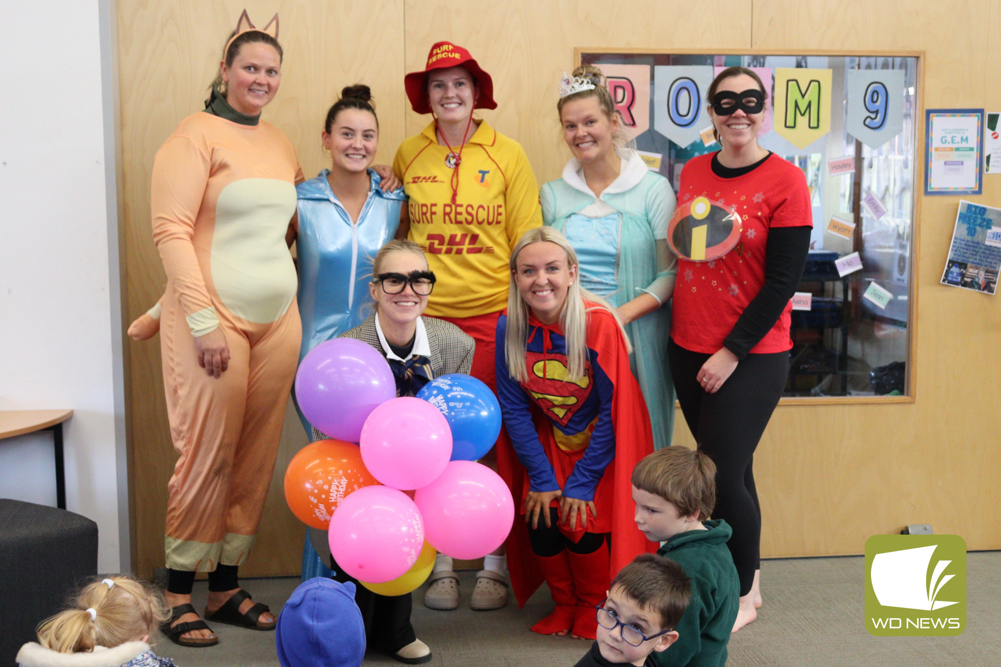 Cobden Primary School teachers dressed up before taking a plunge into an icy pool as part as a Big Freeze fundraiser.