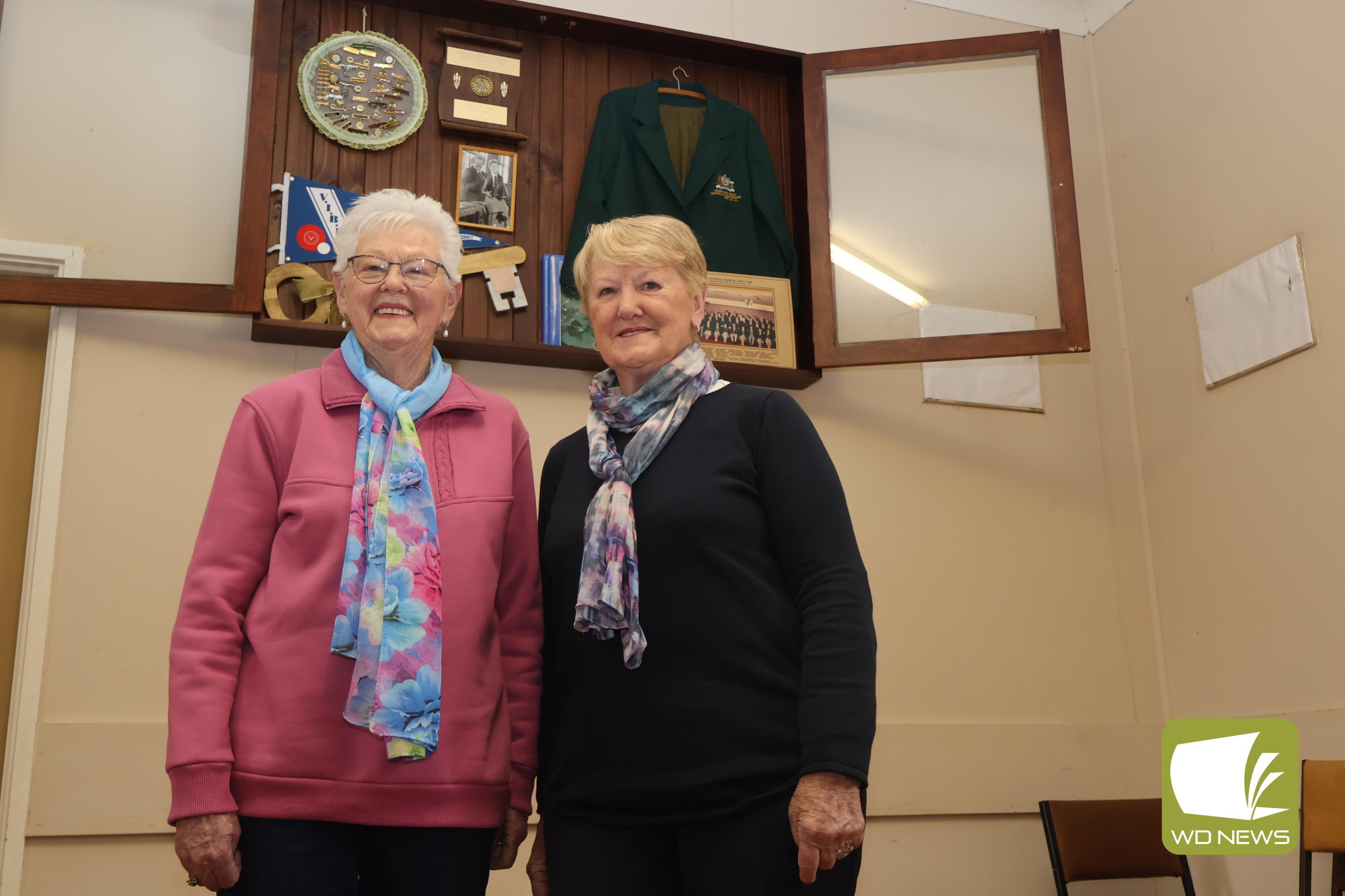 In memory: Shirley Brown and Maureen O’Donohue visited Laang last week to view a memorial display built to honour their late sister, prominent local bowler Margaret Sumner.