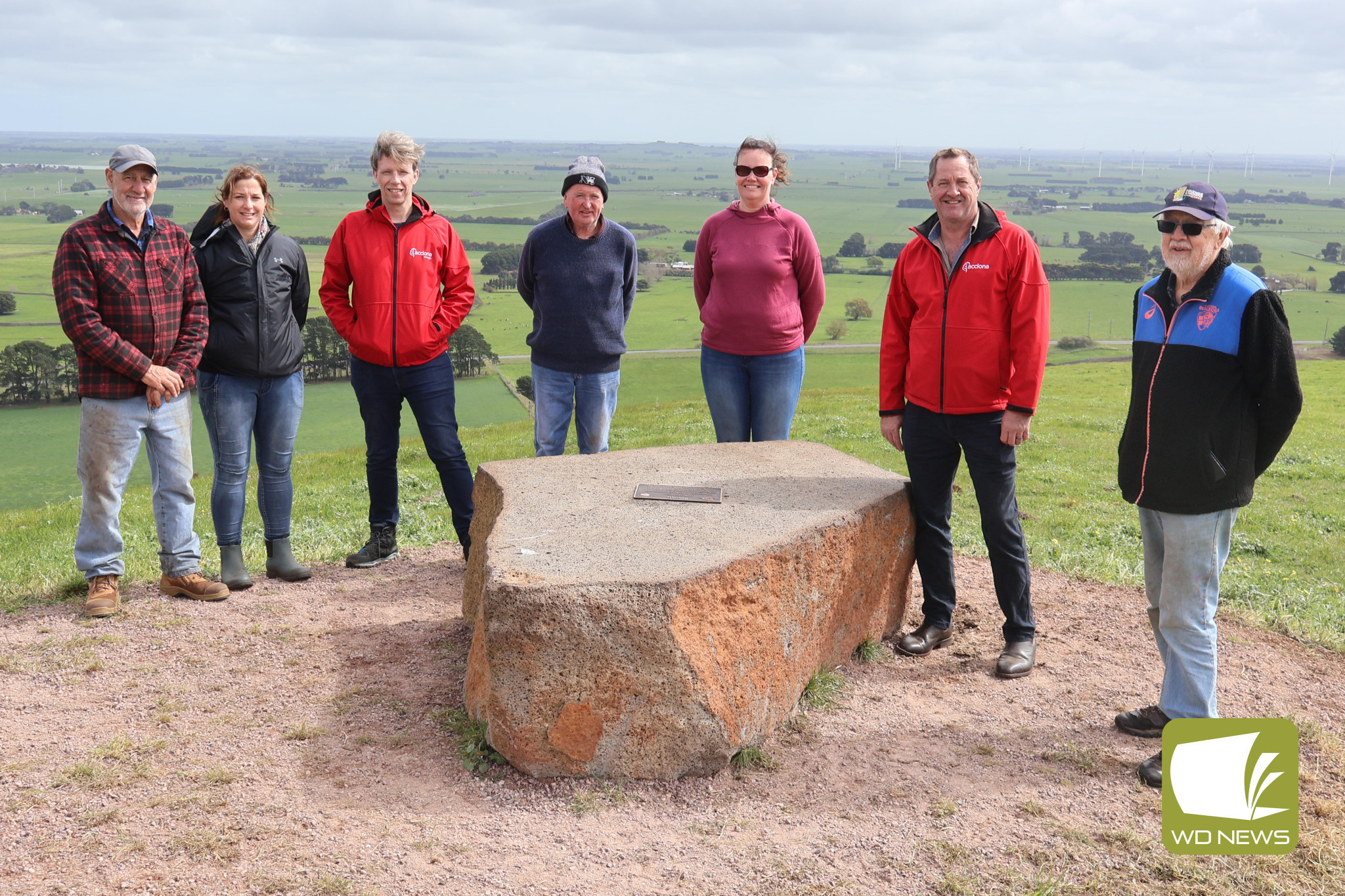 Now open: A new viewing area at Mt Noorat was opened over the weekend thanks to a $50,000 investment from Mortlake South Wind Farm developer Acciona Energía.