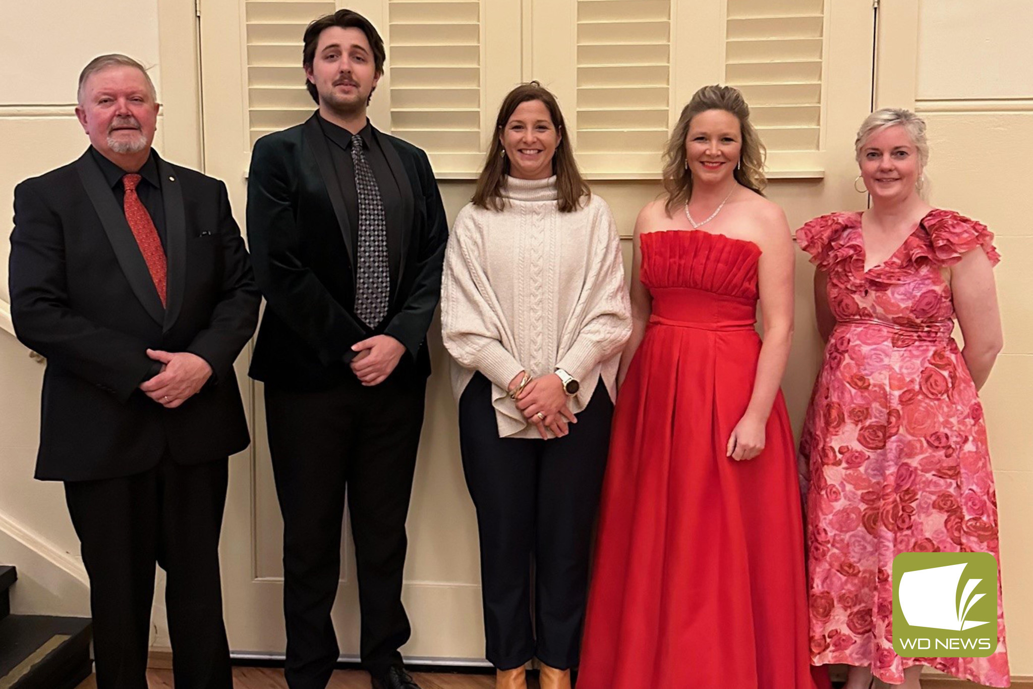 A great afternoon out: Corangamite Shire Council mayor Kate Makin met with Victorian State Concert Orchestra’s Gerald Keuneman OAM (Conductor), Nicholas Matters (Tenor), Veronica Iredale (Soprano) and Loretta Frances Meagher (Concertmaster) after their performance.