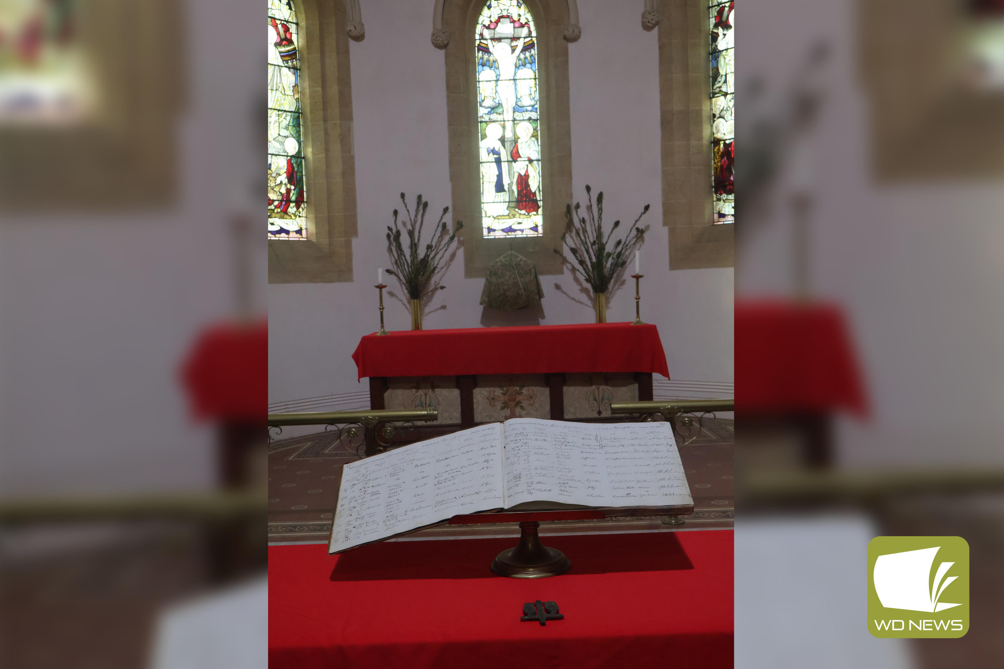 Major milestone: St Paul’s Anglican Church is celebrating 160 years in the area. Pictured is the first baptism register, dated 1864.