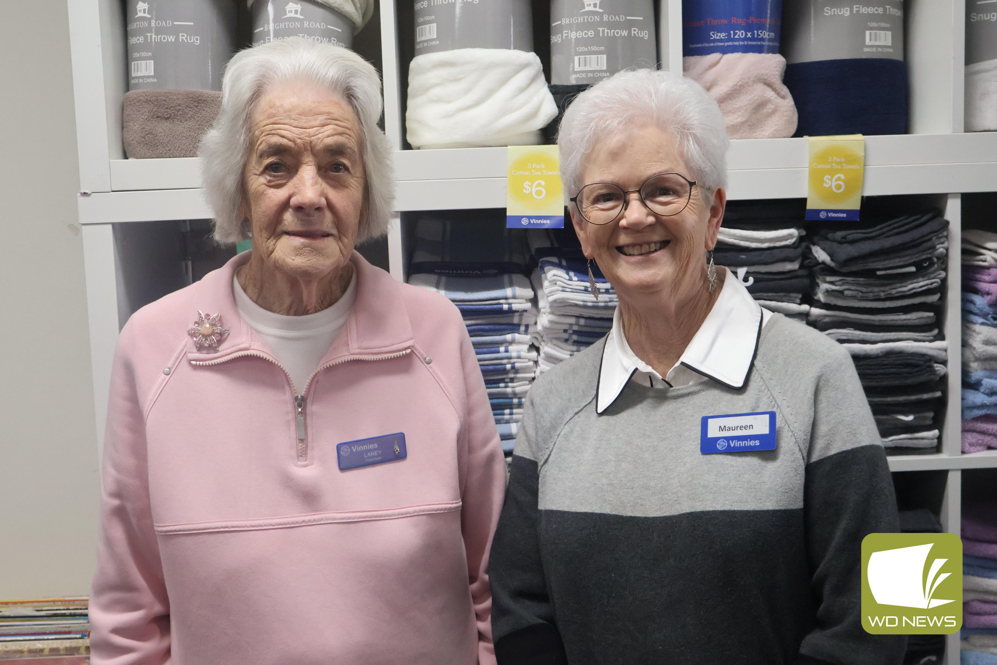 Donating time: St Vincent de Paul store volunteers Laney Burkett and Maureen Larkins work hard to support the St Vincent de Paul Society, which uses funds raised by Vinnies stores to support those in need.