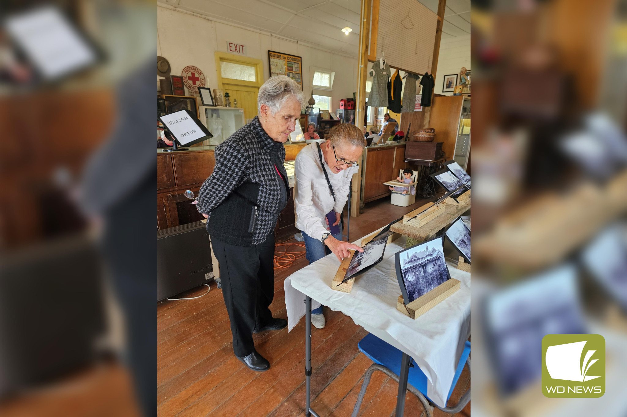 History on display: The Cobden and District Historical Society has launched a new collection documenting the life of early Cobden settler William Orton. Pictured are special guests to the launch, Lynette and Leigh, who are descendants of Mr Orton.