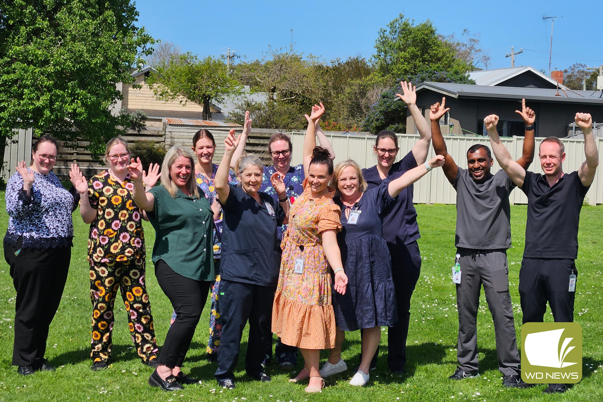 An eye to the future: Timboon and District Healthcare Service staff celebrated being named among the recipients of a Victorian Government grant, which will see new worker accommodation built in a bid to boost staff recruitment.