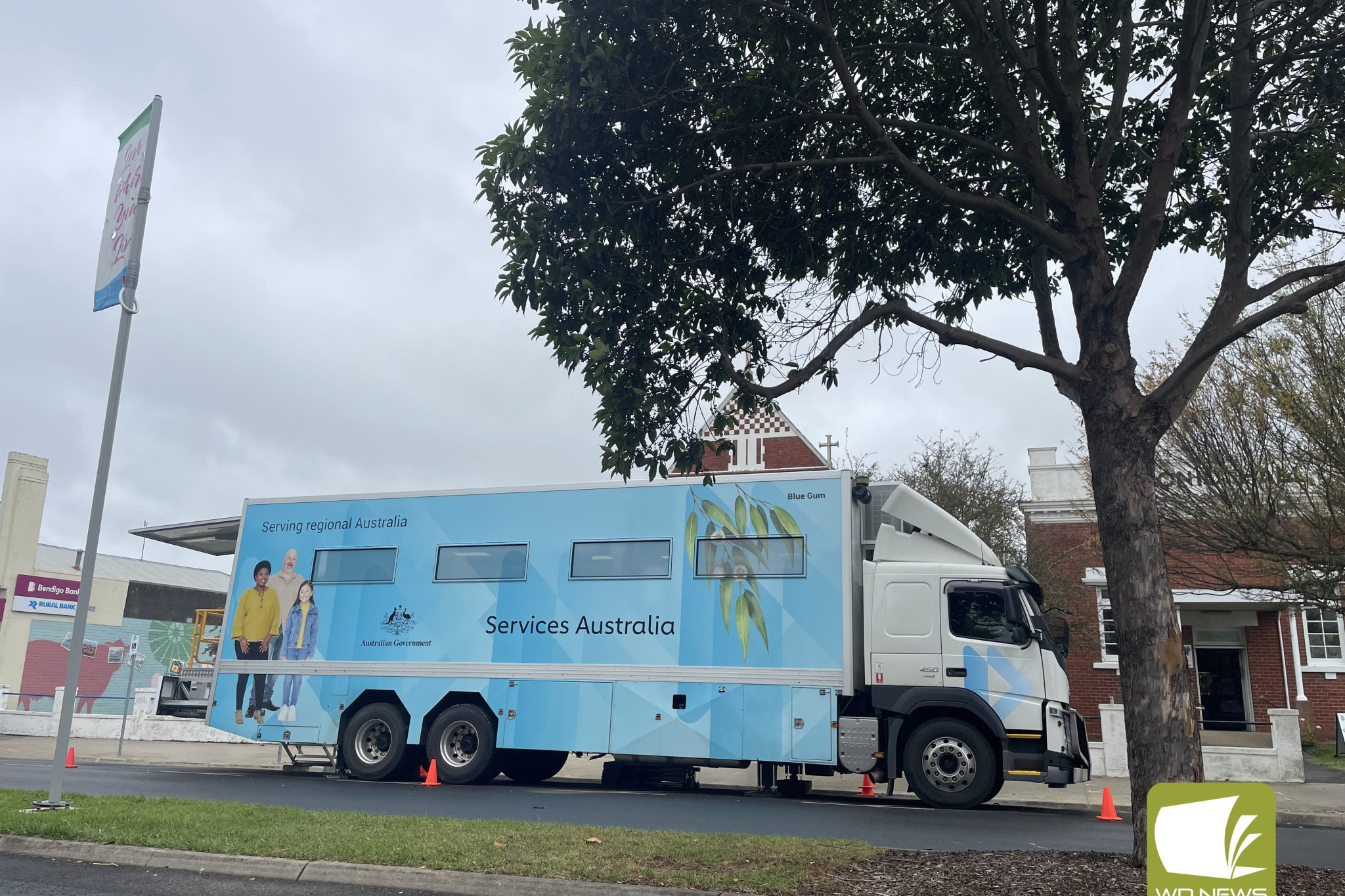Access issues: Services Australia’s Mobile Service Centre – dubbed Blue Gum – paid a visit to Cobden, Port Campbell and Timboon last week.