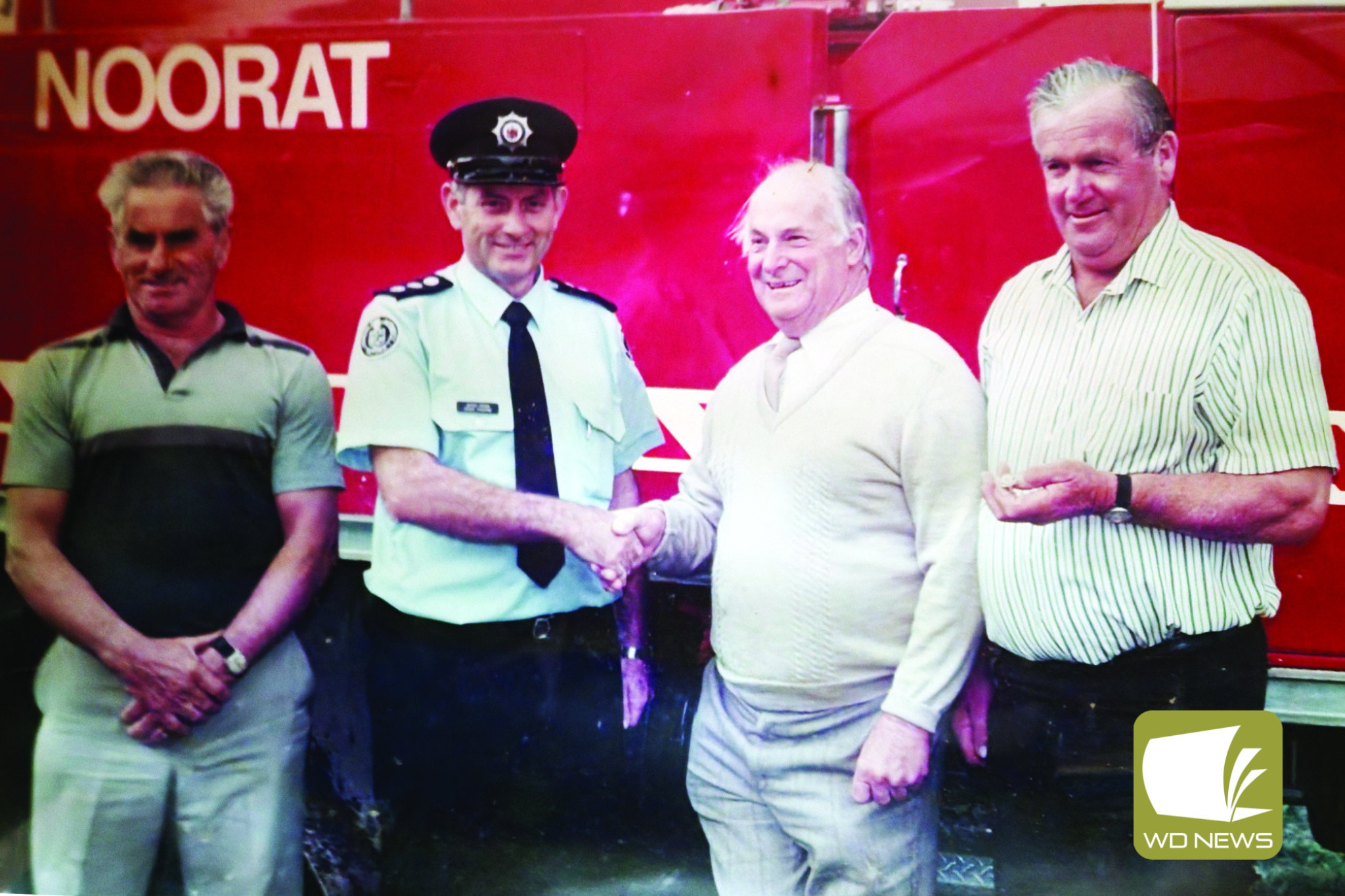 In memory: The Noorat and District CFA Brigade is mourning the loss of one of it’s longest serving members. David Lourey, pictured right at a 1993 Life Membership Award presentation, had served 65 years with the brigade.