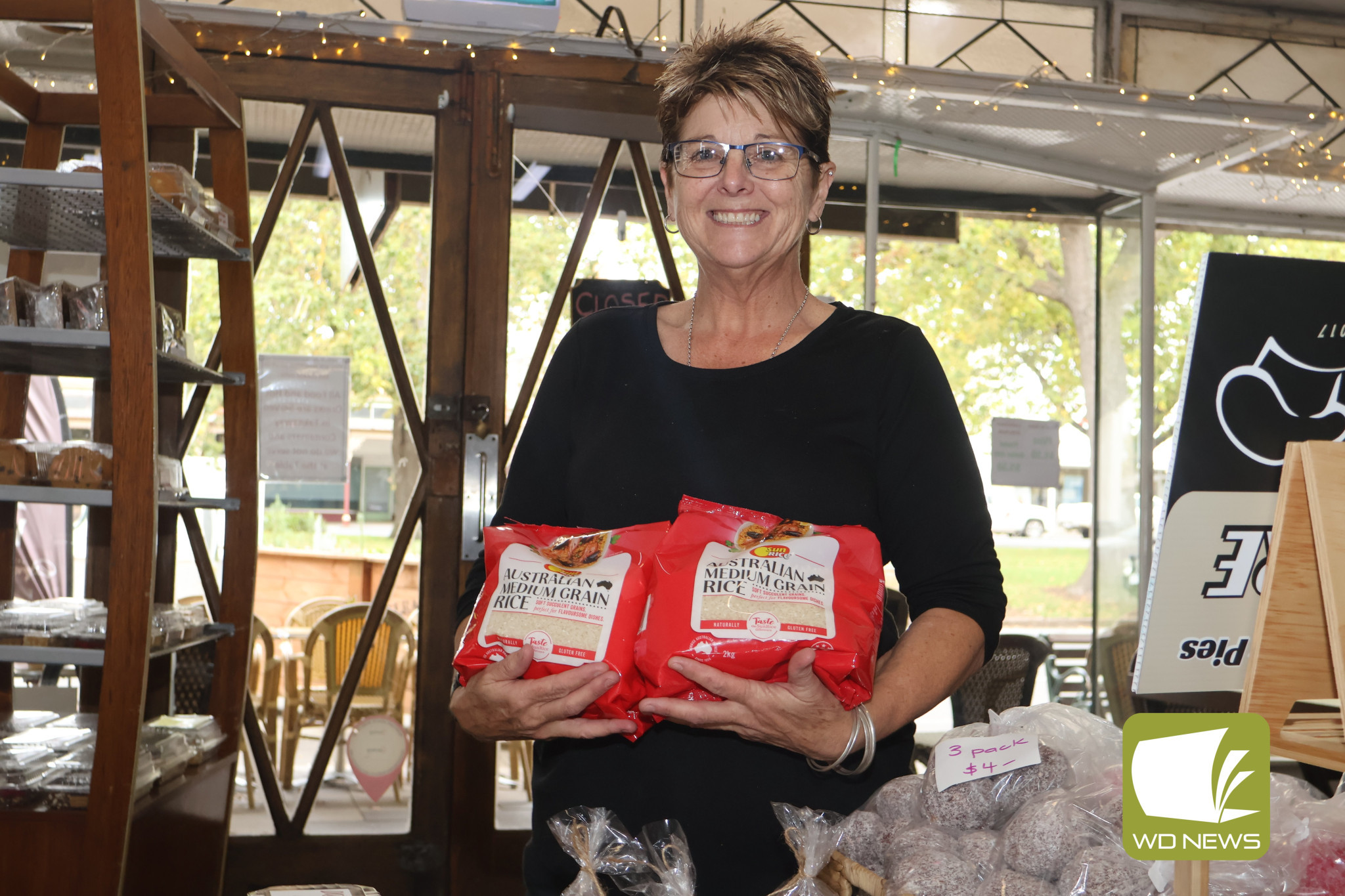 For those in need: Terang Country Bakery owner Gaye McVilly has thanked the community for its generosity as it rallies behind a challenge collecting a much-needed kitchen staple for a local not-for-profit organisation.