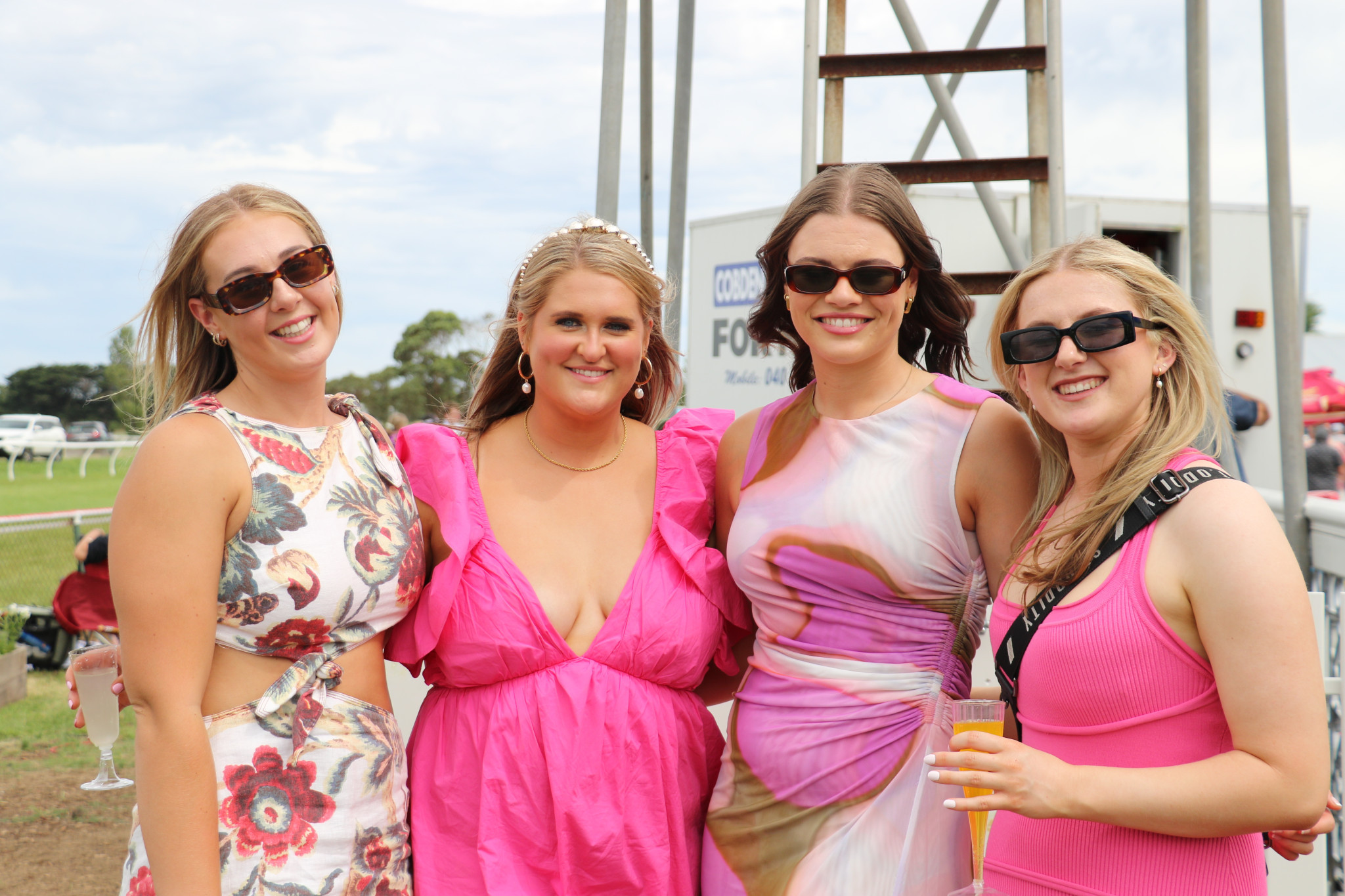 Pretty in pink: Joey Stephens, Hannah Anderson, Taylah McVilly and Amy Kavenagh dressed to the nines for last Saturday’s Camperdown Cup.