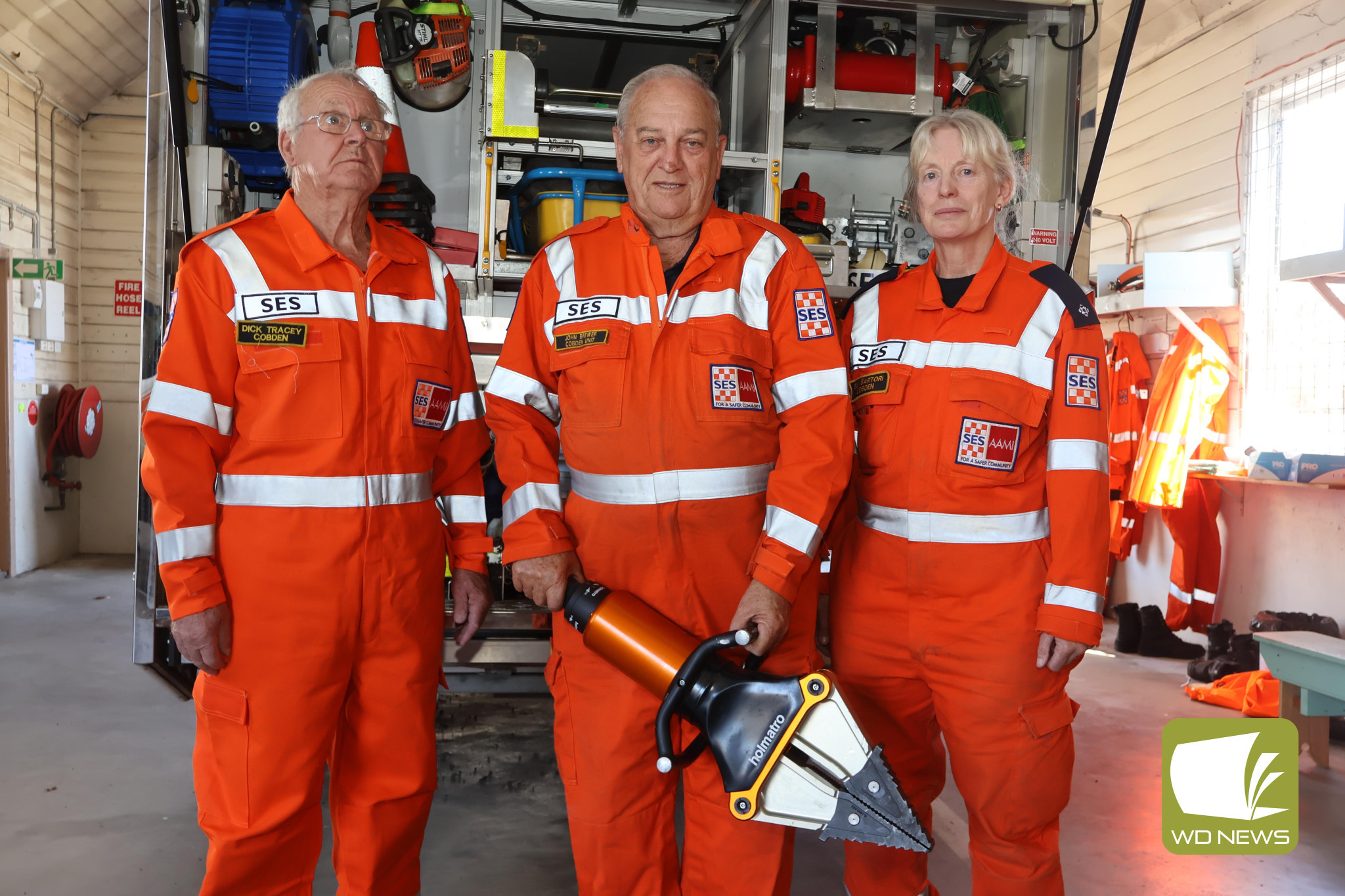 Looking for help: Dick Tracey (from left), John Brewer and Sue Sartori from Cobden State Emergency Service are reaching out to the community in the search for new members.