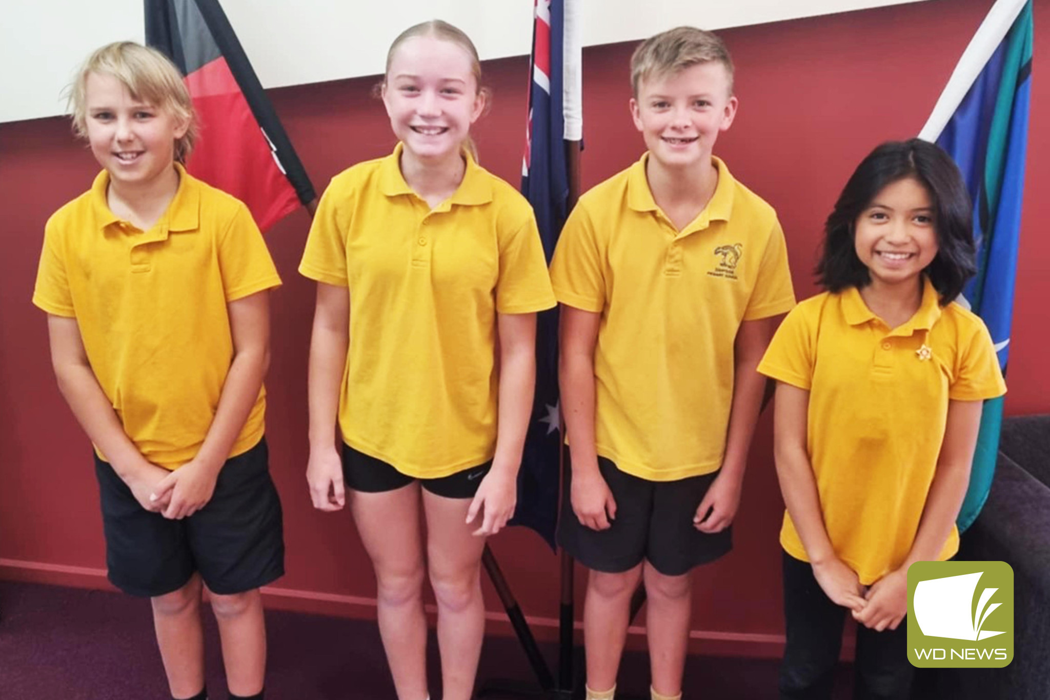 Harry Vogels (from left), Peyton Robertson, Joshua Vines and Princess Albaracin from Simpson Primary School.