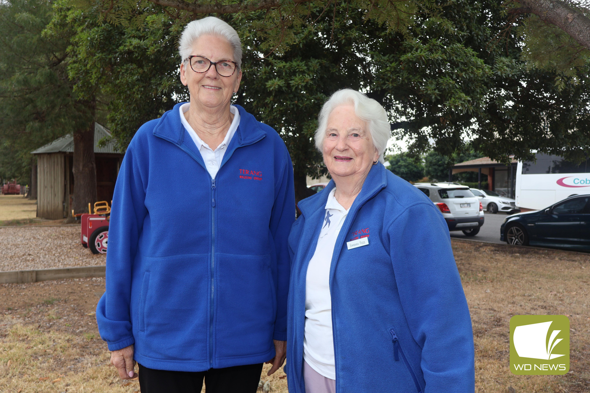 Hitting the trails: Marilyn McKinley and Barbara Rees were among the more than 30 members of the Terang Walking Group to traverse Noorat last week as the group looks ahead to another successful year.