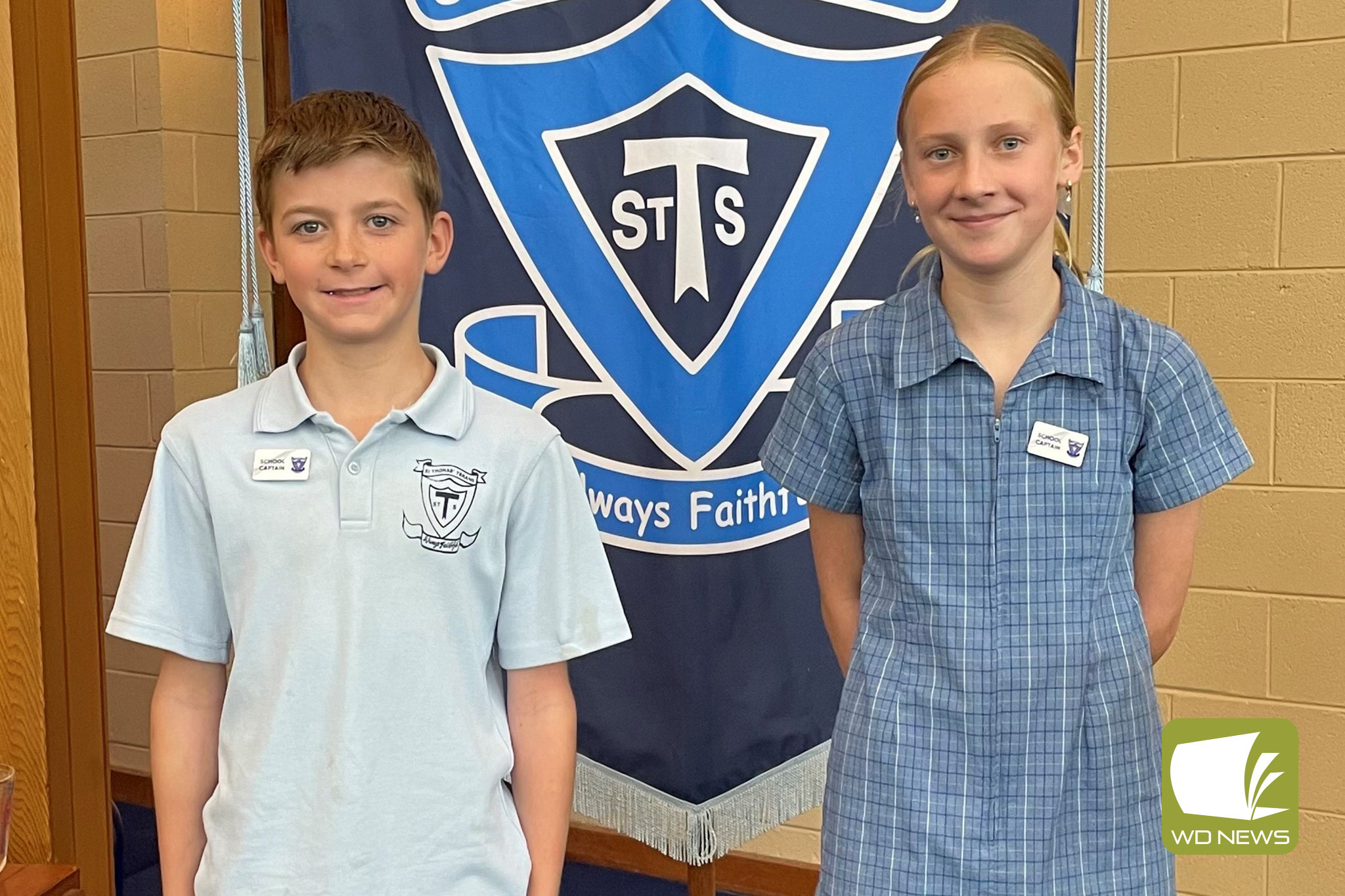 St Thomas’ Primary School captains Zac Clarke and Matilda Conheady.