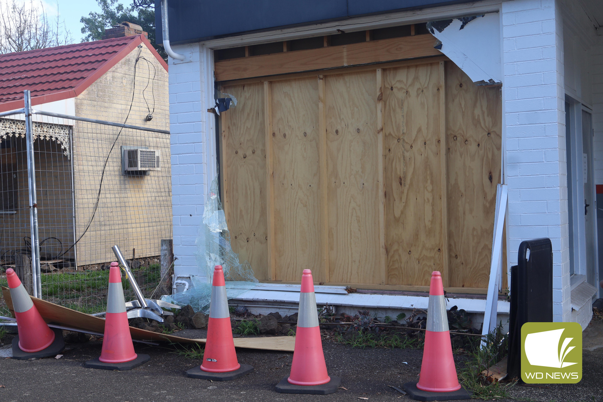 Crime increase: Crime across the Corangamite local government area has increased, in part due to a spree along the Hamilton Highway earlier this year. Pictured is the aftermath of a break-in in Lismore earlier this year, which saw an ATM stolen after a vehicle smashed through the window.
