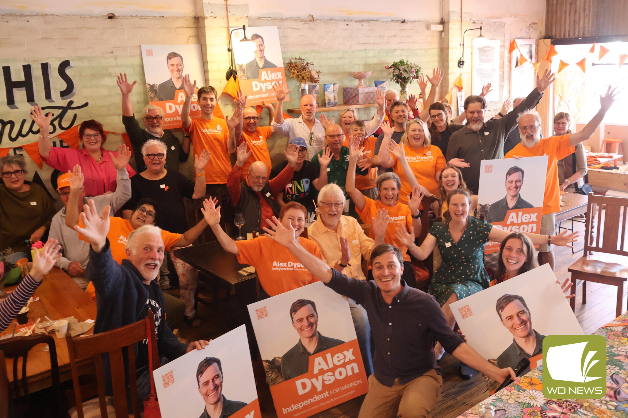 Orange wave: Independent candidate for Wannon Alex Dyson met with residents last Thursday to call for more volunteers for his campaign.