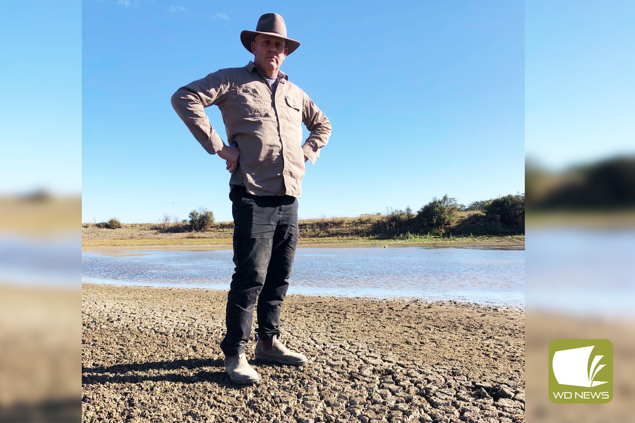 More support needed: Corangamite Shire Council has called for the State and Federal Governments to provide more funding for agricultural businesses as drought conditions continue. Pictured is councillor Jamie Vogels at Scotts Creek, which at this time of year would normally see water levels at head height.