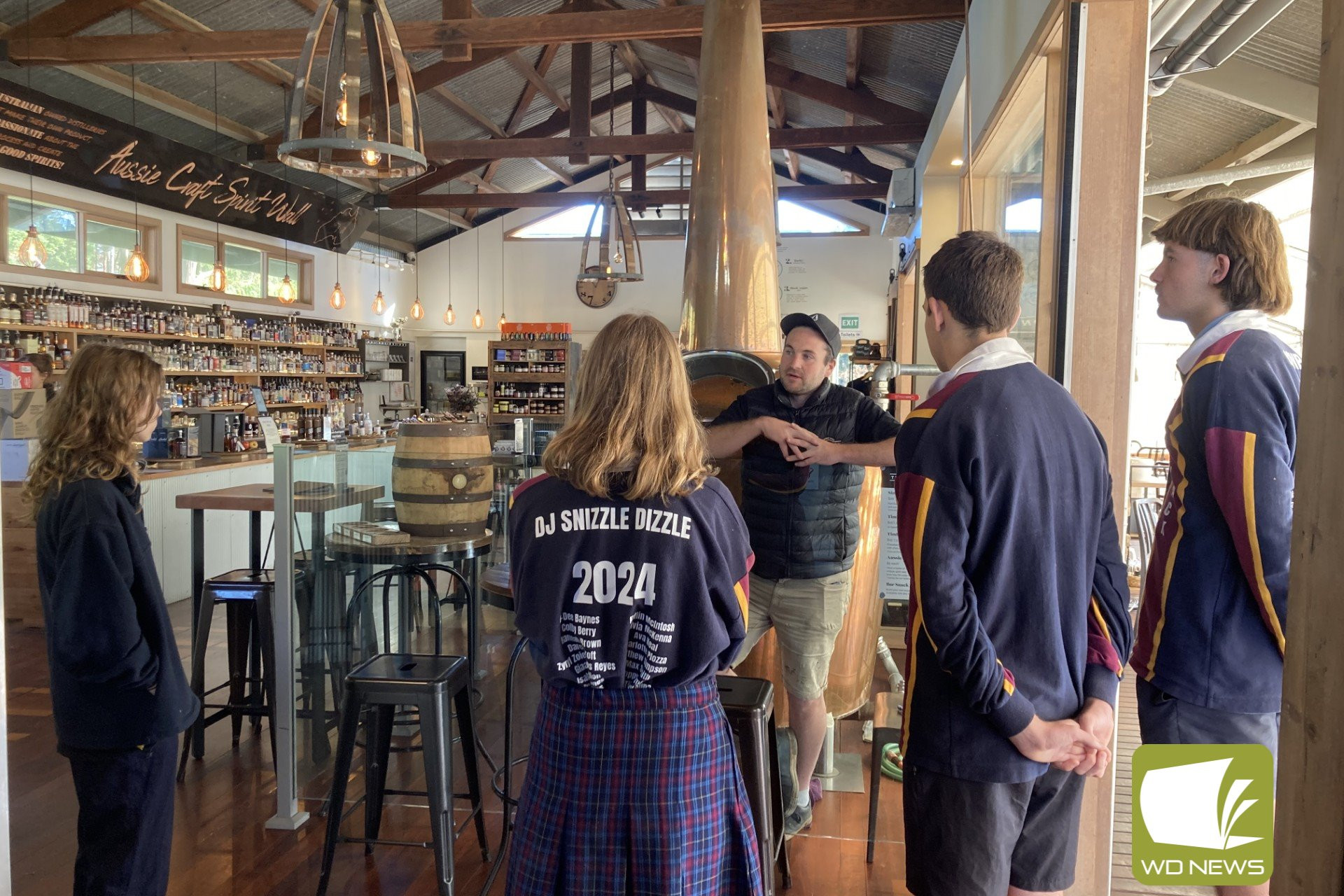 Educational: Timboon P-12 School VCE business management students paid a visit to the Timboon Railway Shed Distillery to learn from owner Josh Walker.