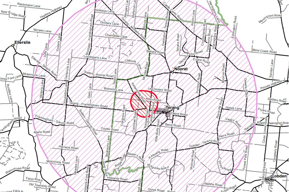 Caution urged: A map of the control zone imposed around the site of the outbreak.