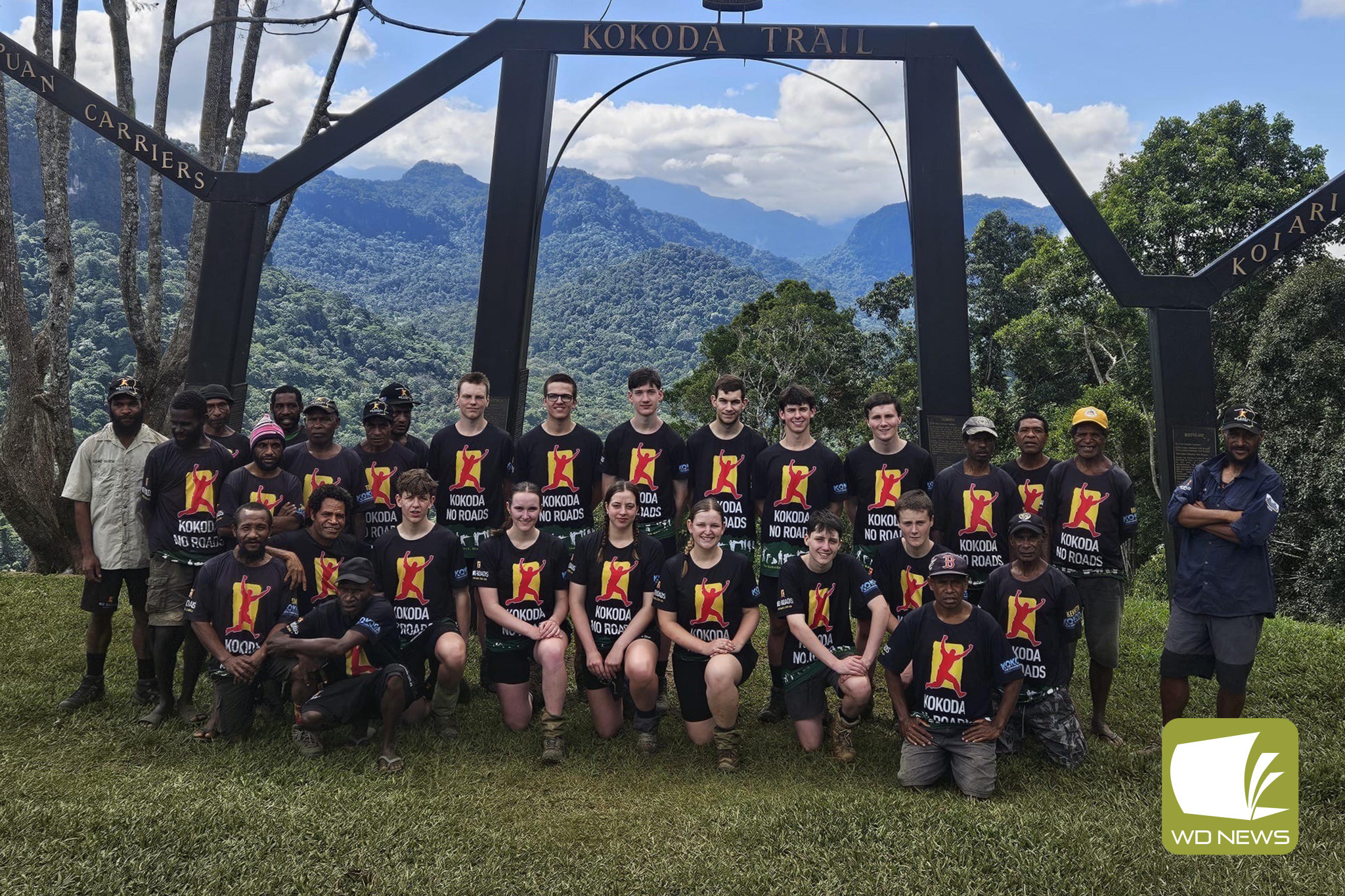 End of the road: Twelve students from six Corangamite Shire schools tackled the Kokoda Trail over the school holidays, finishing up in Port Moresby.