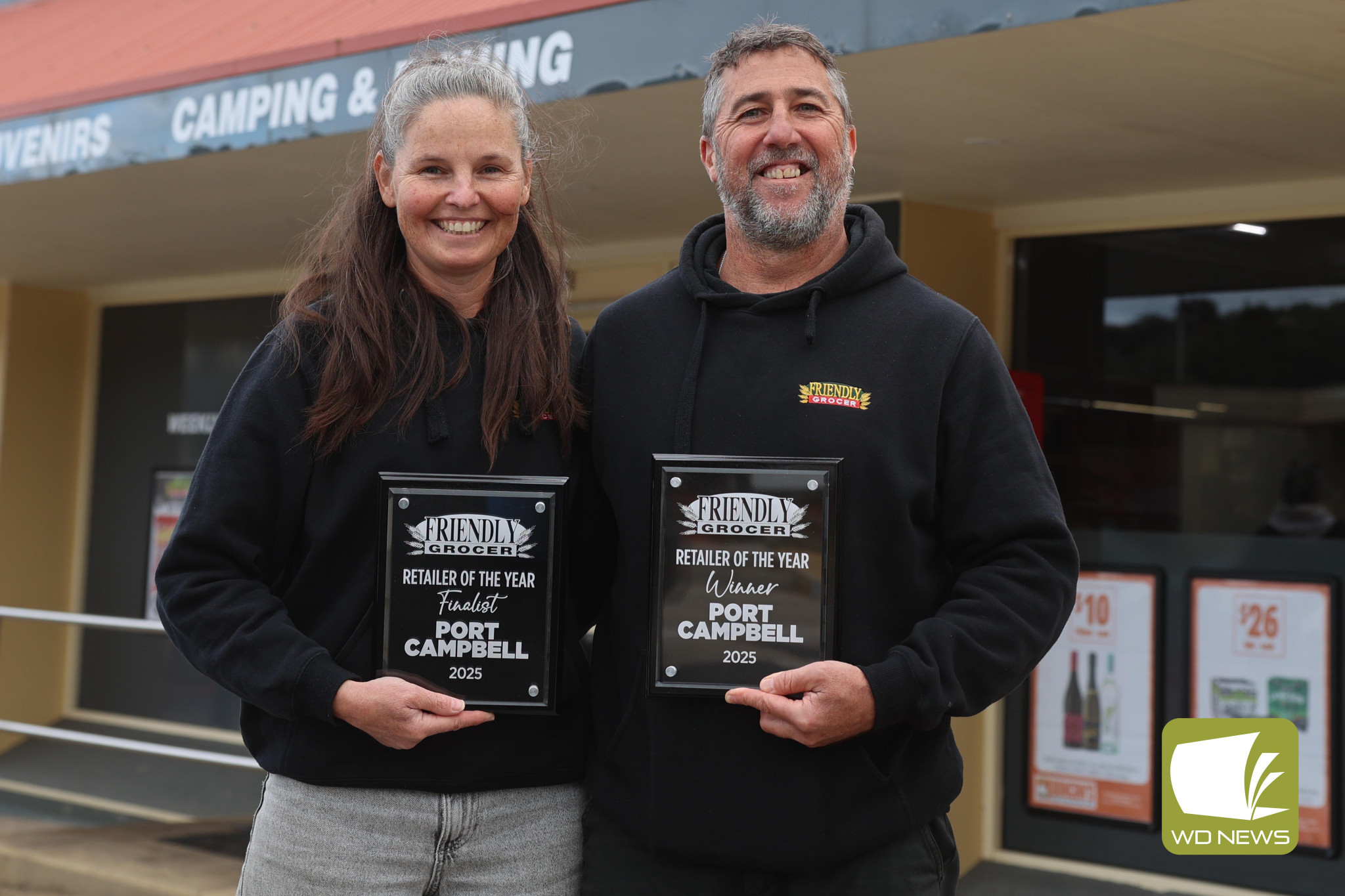 Congratulations: Owners of Port Campbell Shopping Peter ‘Punk’ Fields and Prue Cashmore have won the Friendly Grocer’s Retailer of the Year award for the second year in a row.