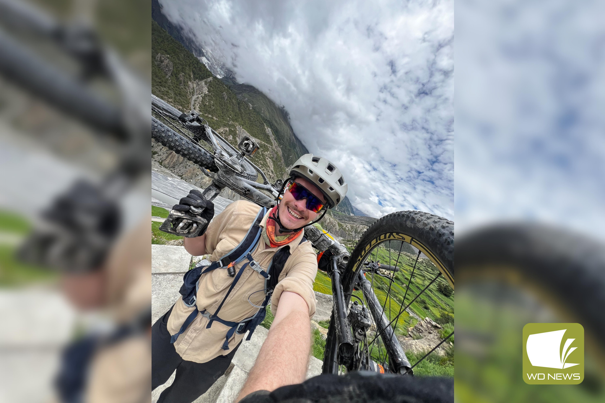 High altitude: Cobden ambulance community officer Samuel Eder, pictured leaving the village of Manang while travelling the Annapurna Circuit in Nepal.