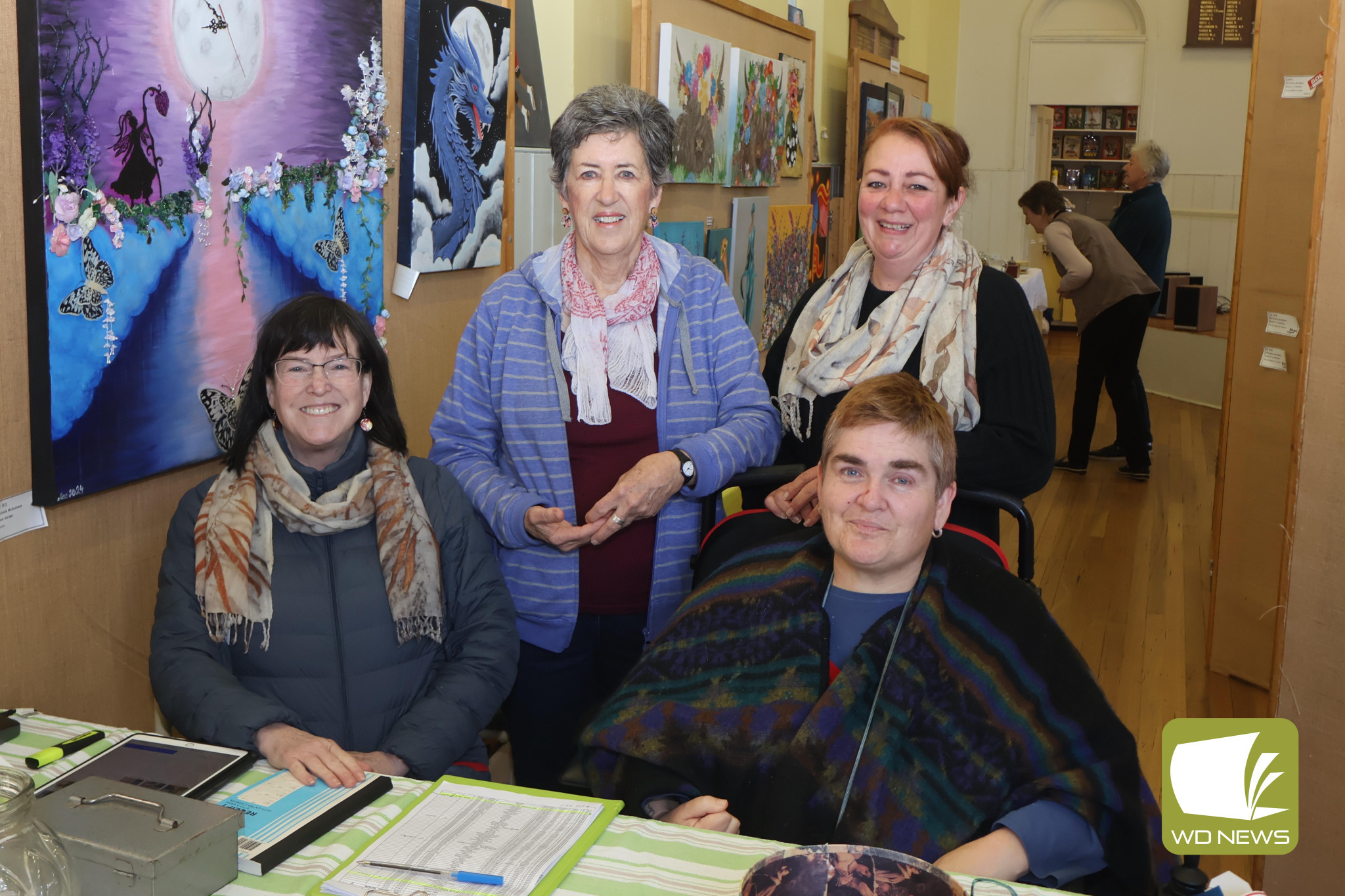 On display: Mortlake Art Show volunteers Cassandra Ellis, Caroline Warneminde, Kylie Rowe and Michelle Fox were thrilled with the success of the 2024 Mortlake Art Show.