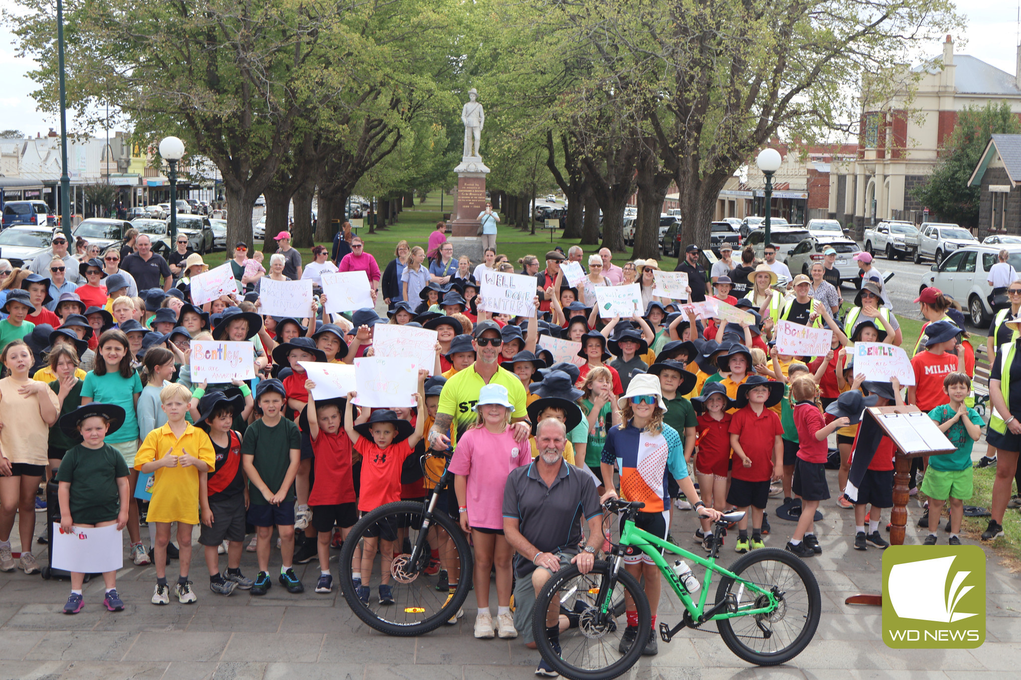 The team members behind Bentley’s Ride for Brain Cancer were greeted by a sea of colour as they returned from their 500-kilometre charity ride last Friday.