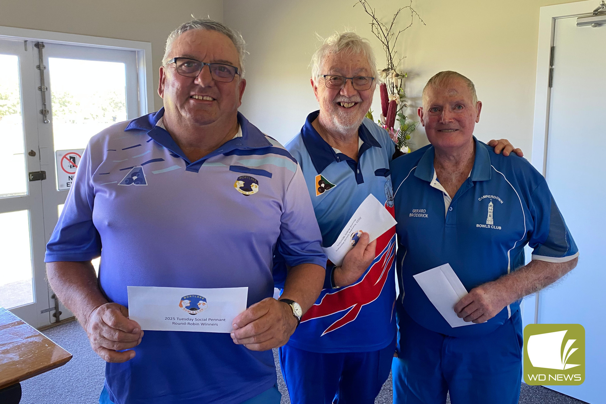 Tuesday social pennant round-robin winners, Paul Delaney, Graeme Arkinstall and Gerard Broderick.