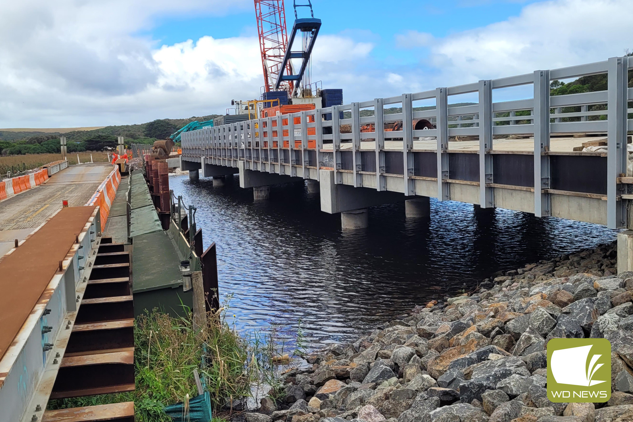 Access issues: The temporary Gellibrand River bridge on Old Coach Road at Princetown has been closed to vehicles, with works on the new bridge still not completed.