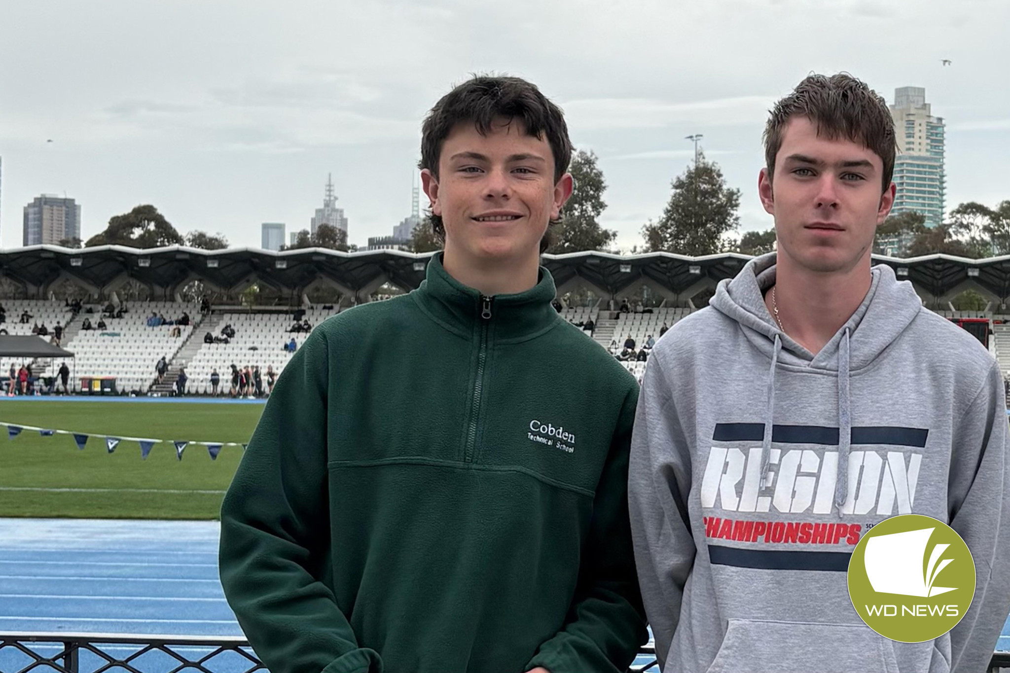 Cobden Technical School students Riley Beames and Rhys Sargood have performed well at the recent School Sport Victoria athletics state championships.