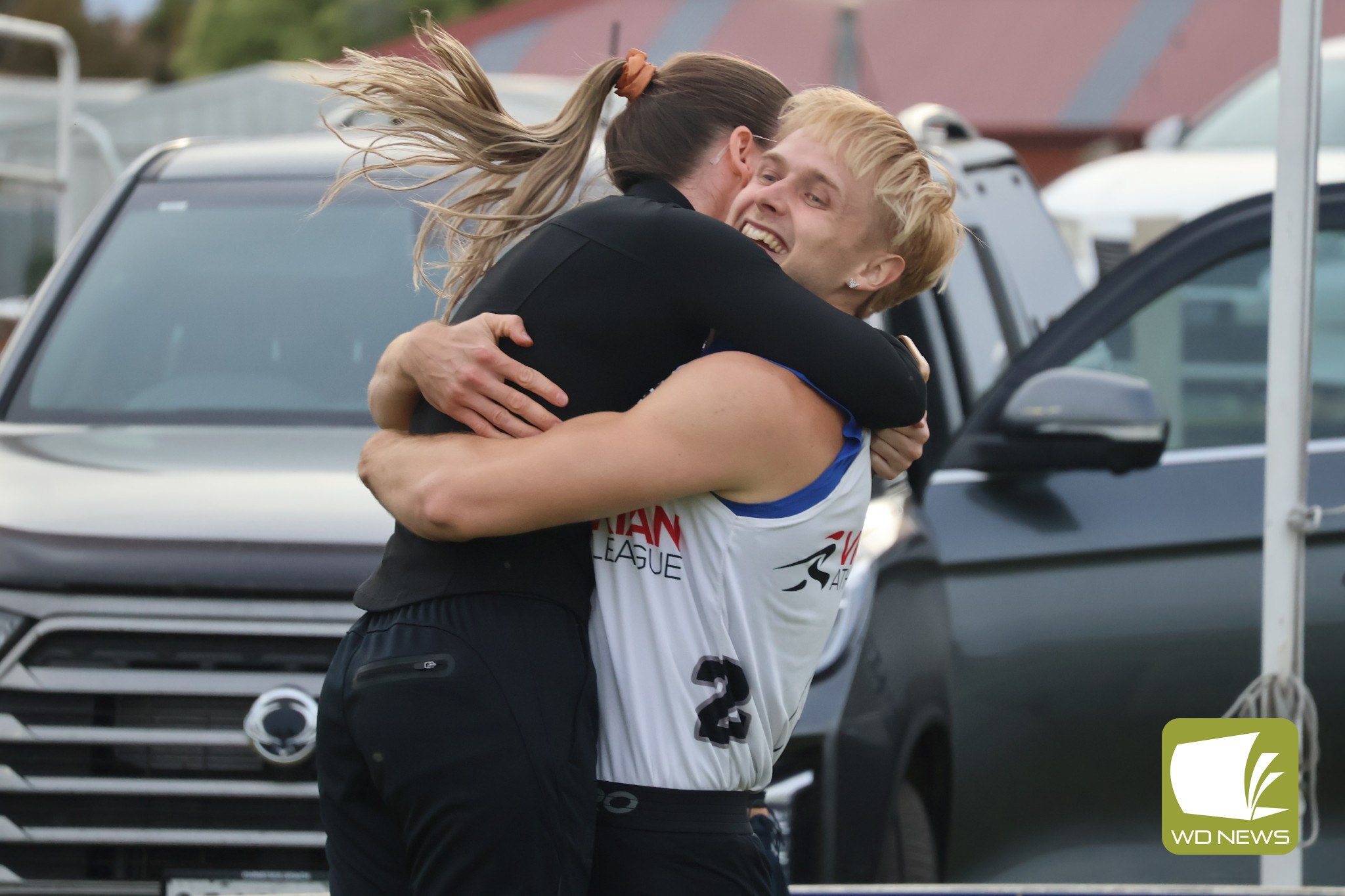 Victory is sweet: Mitchell O’Neill experienced the rush of adrenaline as he raced home to claim victory in the 100m men’s Cobden Gift over the weekend, marking for his first major win as his family celebrated with him in adulation of his hard working paying off.