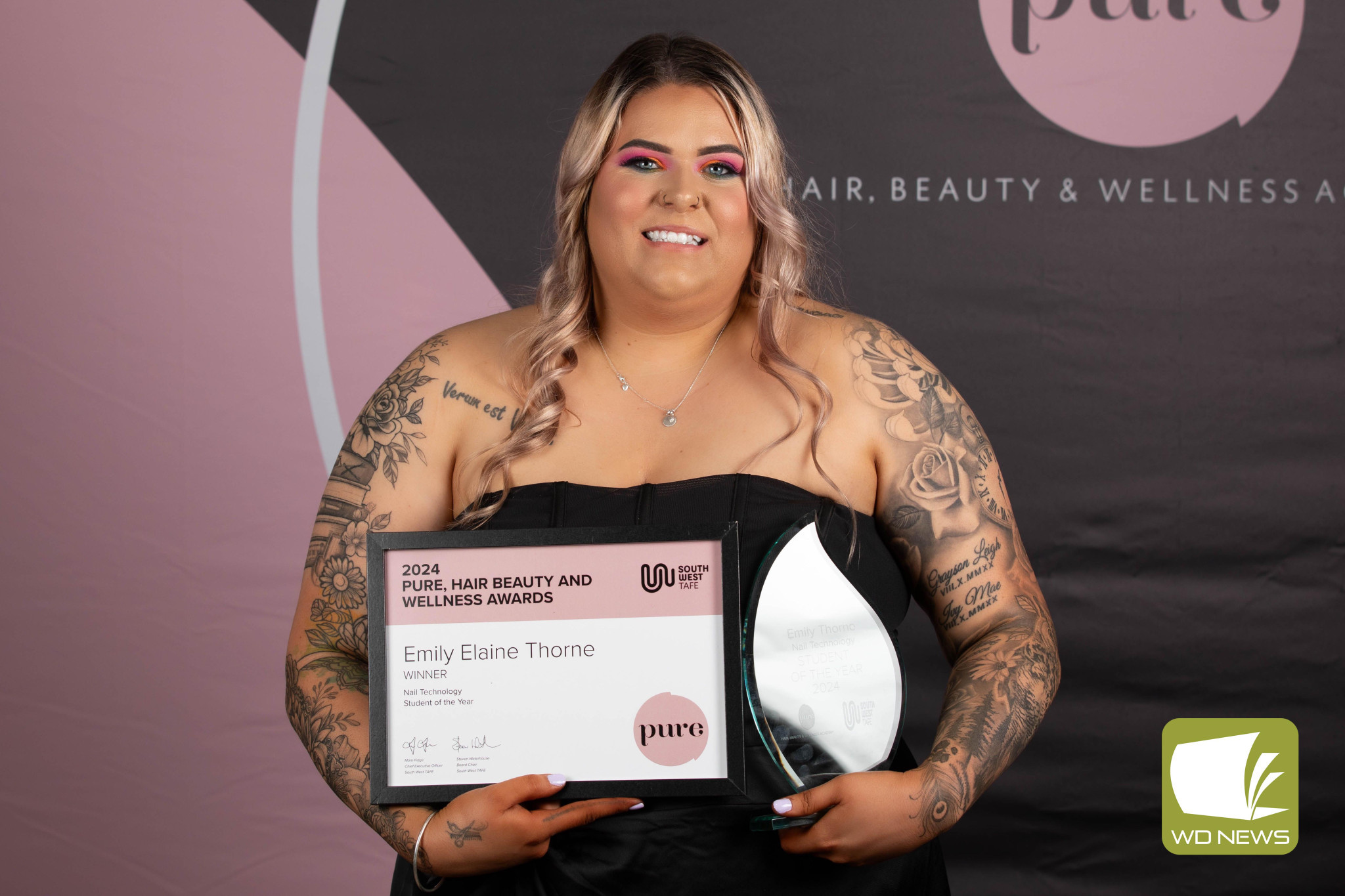 Congratulations: Mortlake’s Emily Thorne has been named among the major winners at South West TAFE’s Pure Academy Award Night on Tuesday.