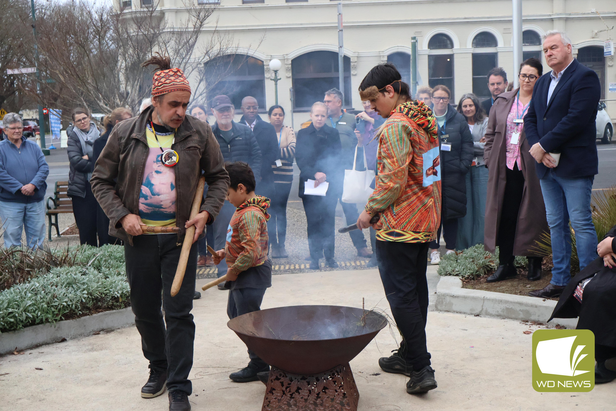 Celebrating culture: A special ‘Welcome to Country’ ceremony was performed by local Indigenous man Brett Clarke and his sons, Wirran and Jirra.