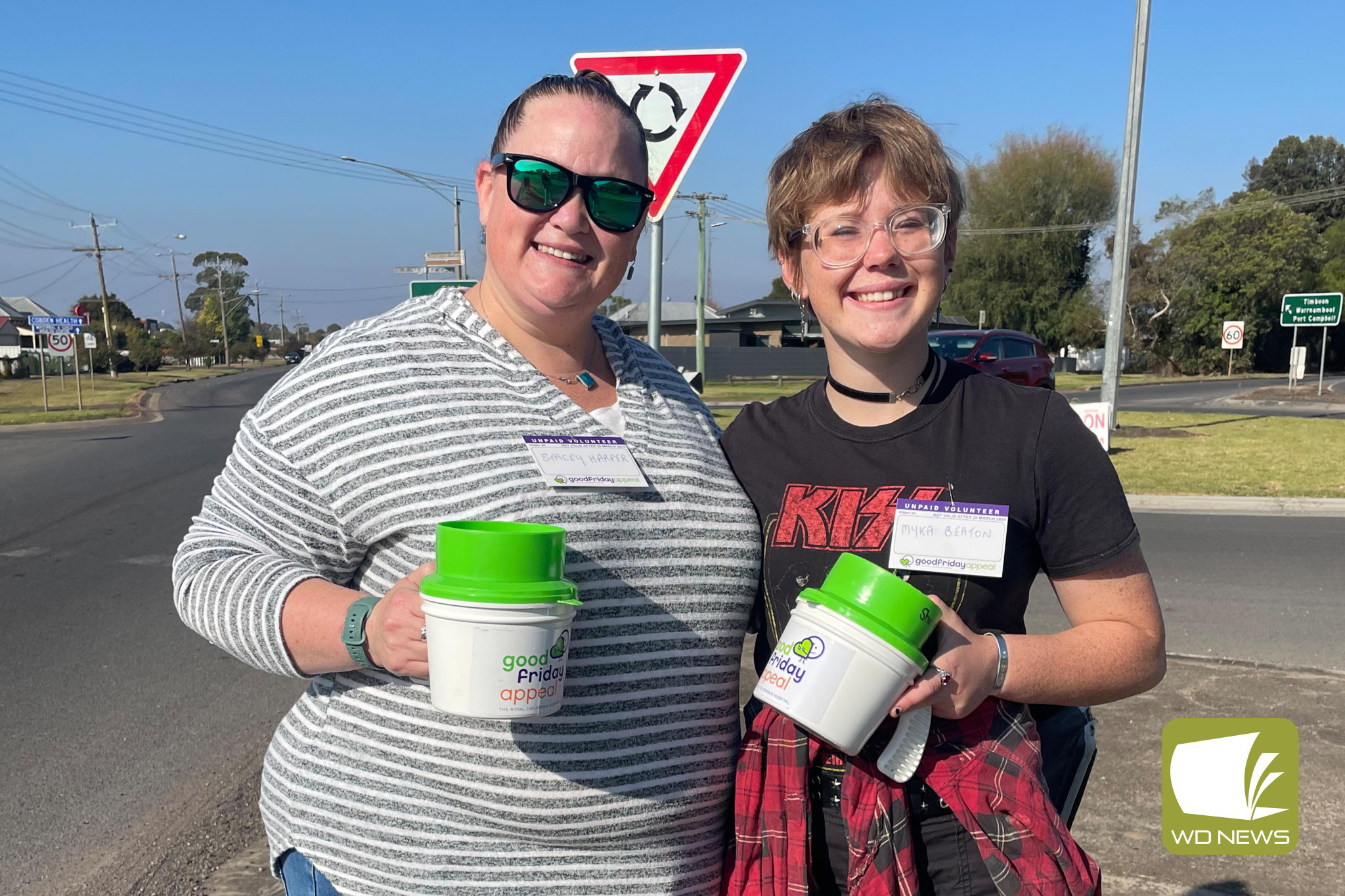 Good Friday Appeal: Cobden Good Friday Appeal collectors Stacey Harper and Myka Beaton contributed to the local appeal tally.